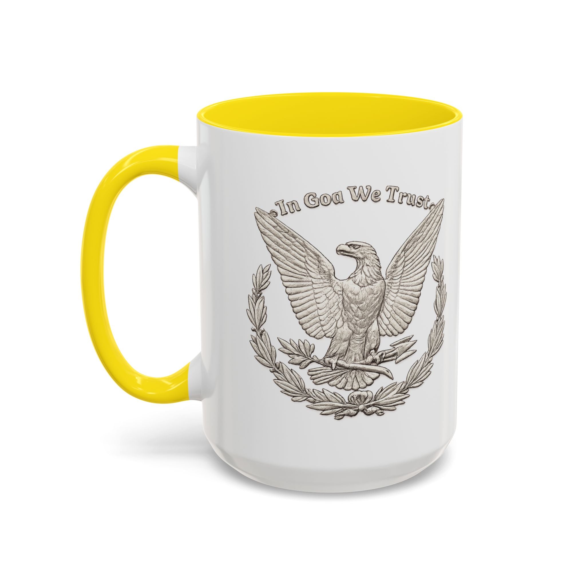 Eagle Emblem Coffee Mug — "In God We Trust" Accent Ceramic Mug (11/15oz)