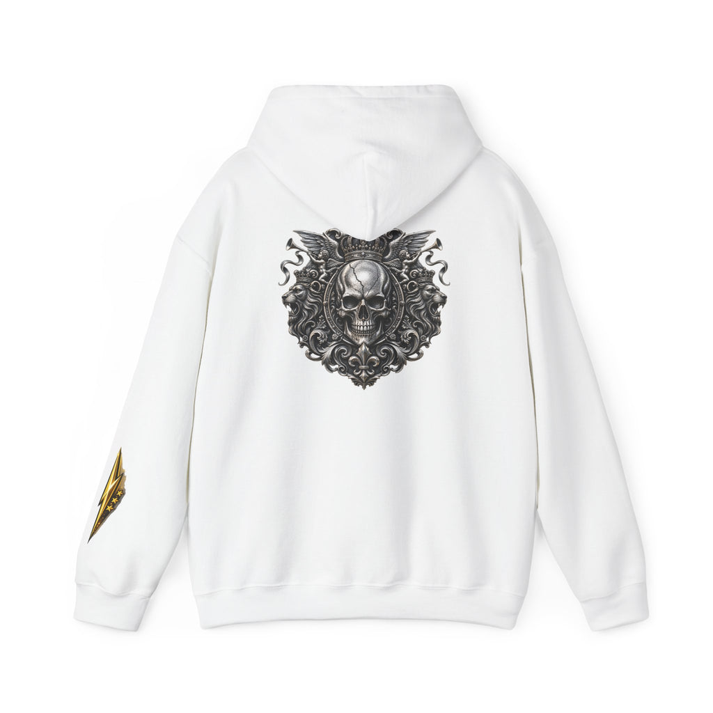 Skull Crest Hoodie – Gothic Ornate Skull Back Graphic Sweatshirt