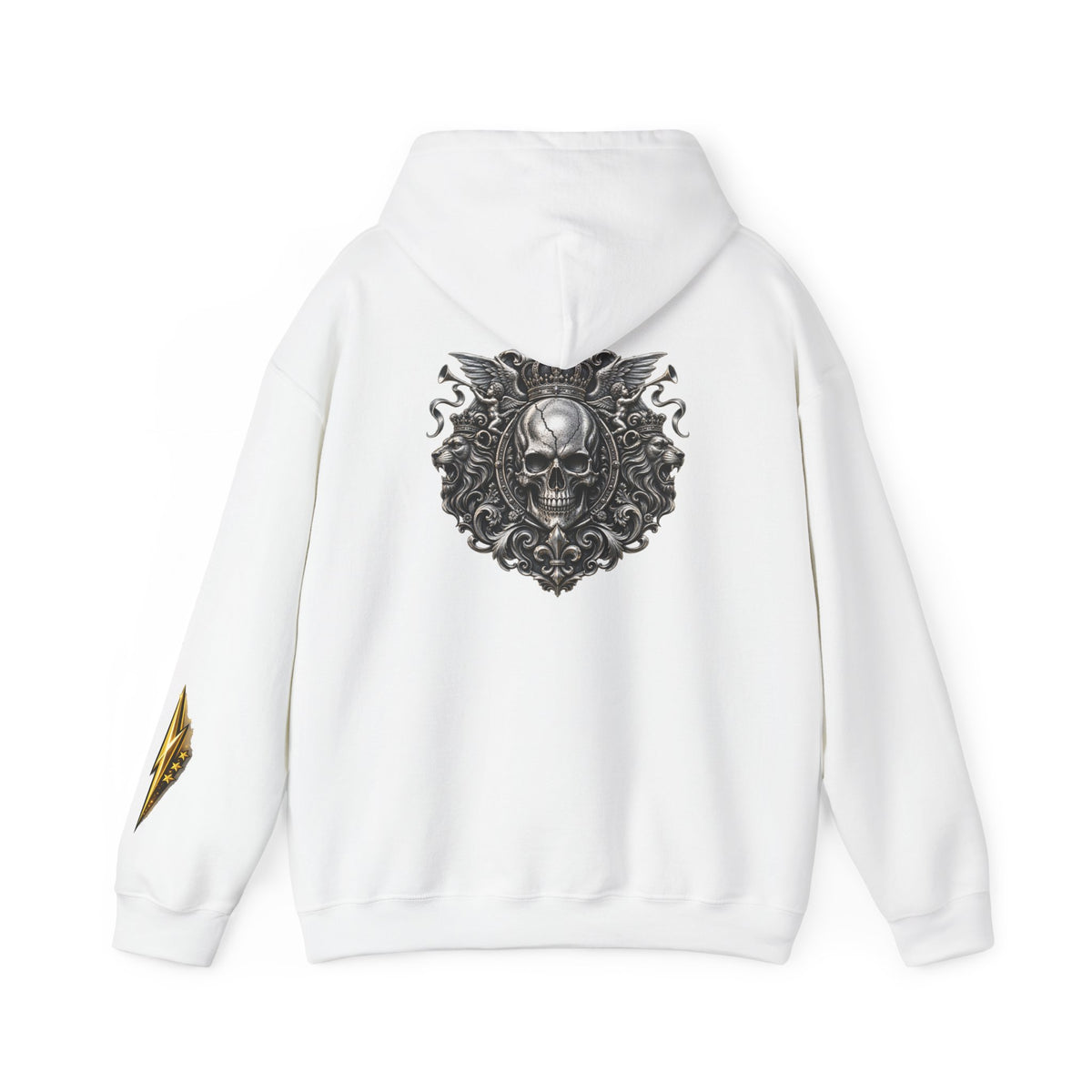 Skull Crest Hoodie – Gothic Ornate Skull Back Graphic Sweatshirt