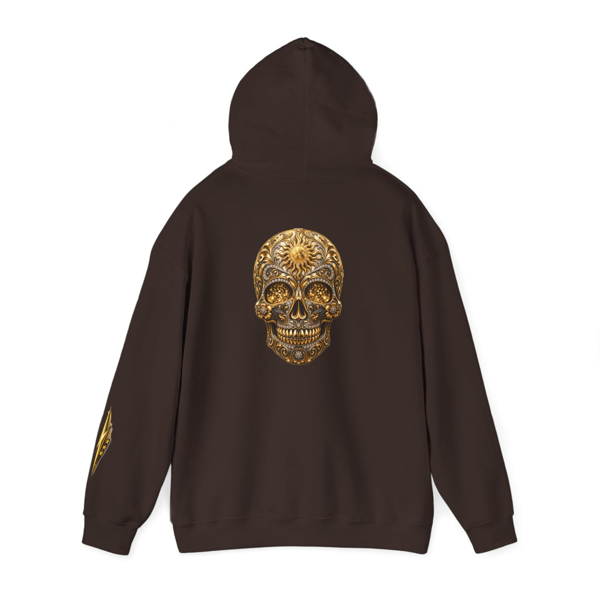 Gold Ornamental Skull Hoodie — Day of the Dead Sugar Skull Pullover