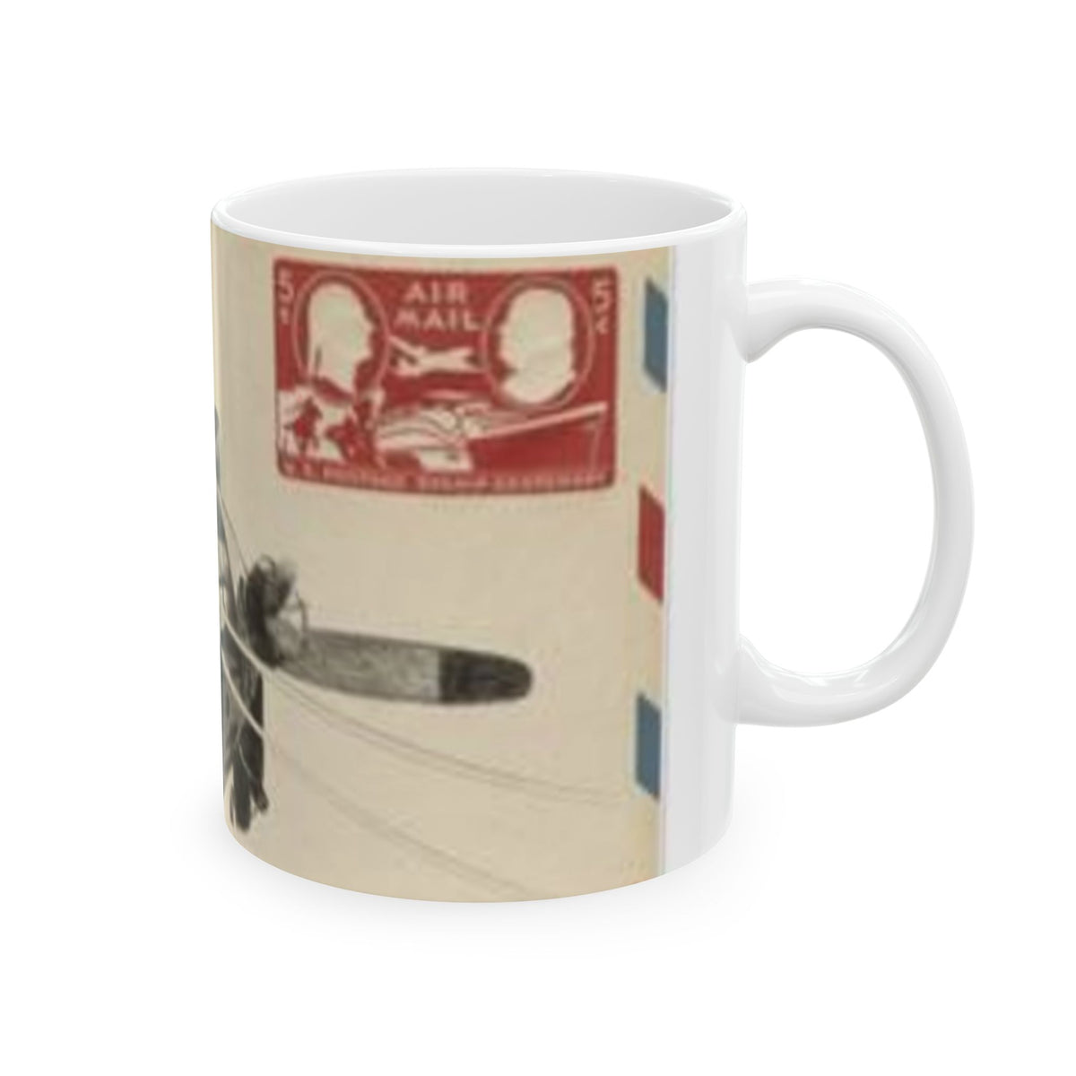 Vintage Airplane Ceramic Mug – Retro Airmail Pilot Coffee Cup (11oz, 15oz)