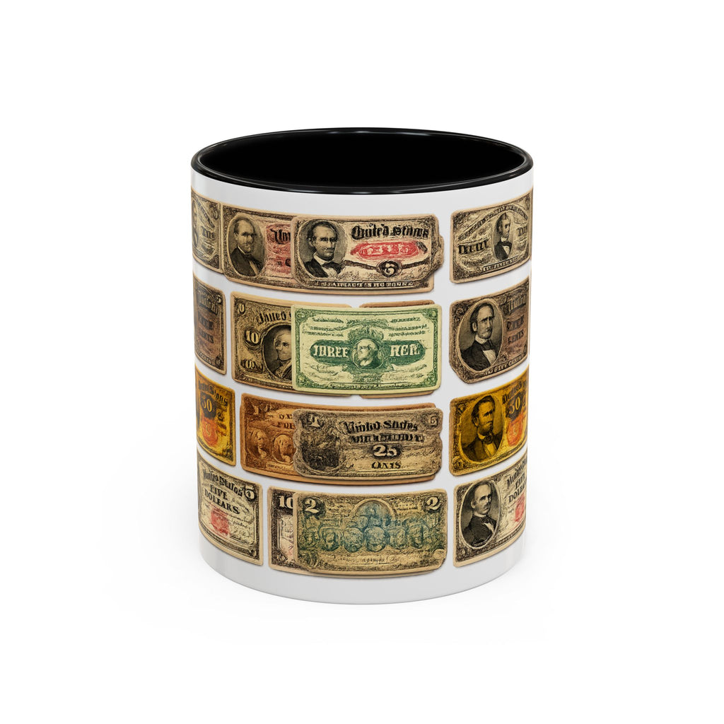 Vintage US Fractional Currency Coffee Mug – Retro Banknote Accent Mug (11/15 oz)