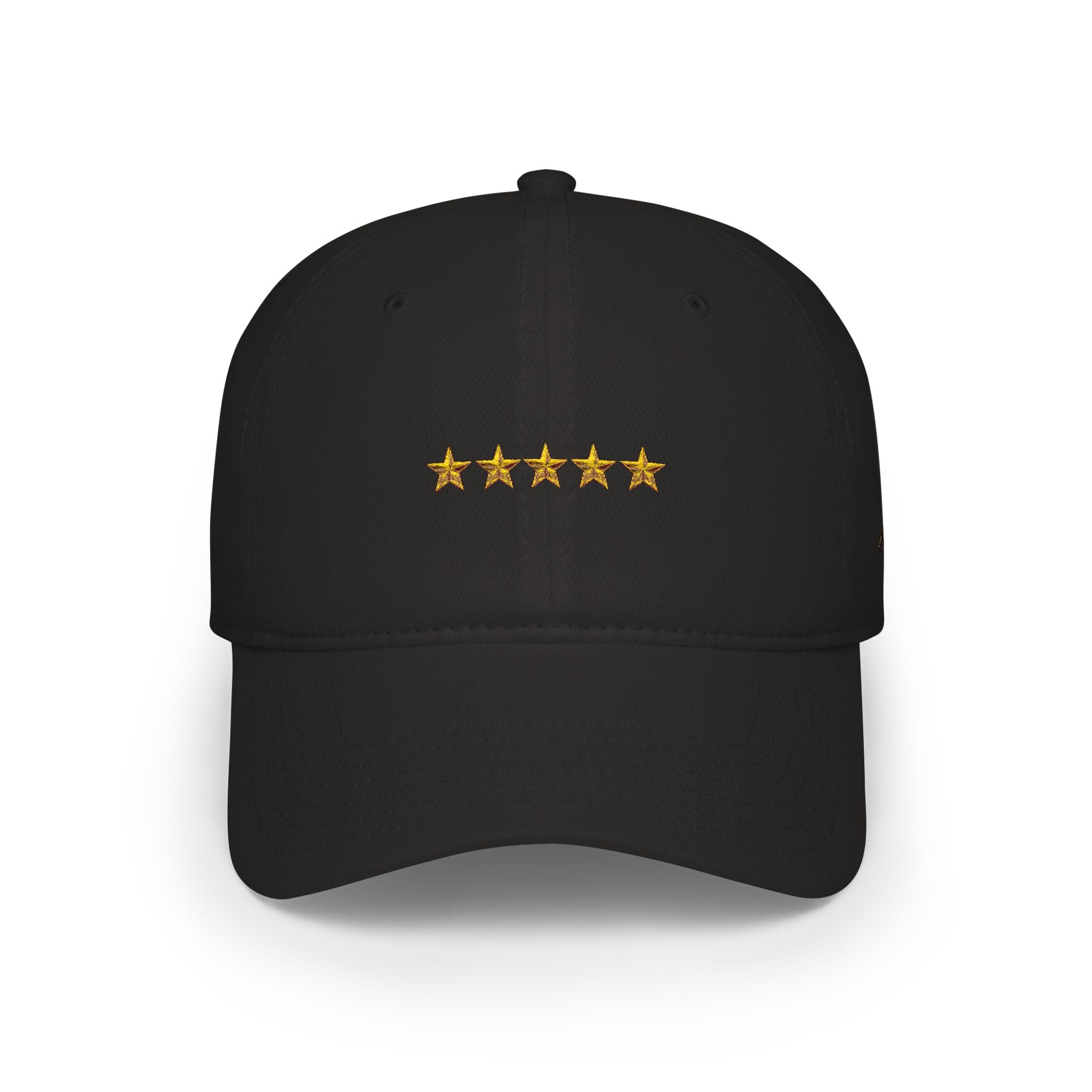 Red Low Profile Cap with Five Gold Stars Embroidery — Patriotic 5-Star Baseball Hat