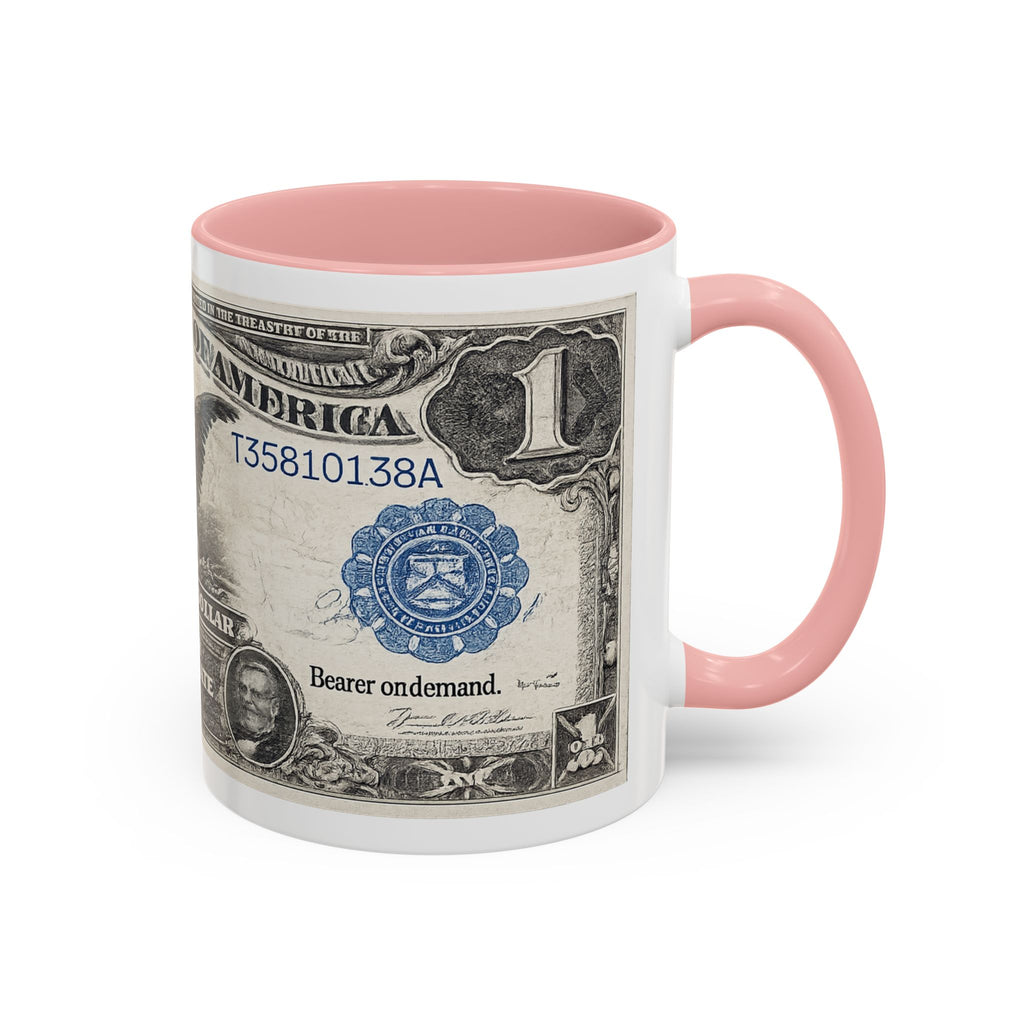 Dollar Bill Accent Coffee Mug — Vintage US Currency Design (11/15oz)