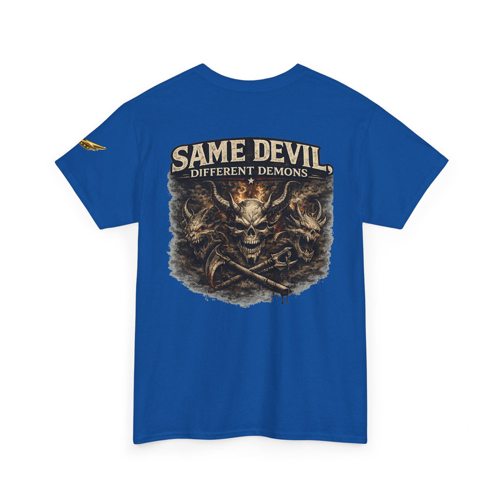 Same Devil Graphic Tee — "Same Devil Different Demons" Skull Back Print