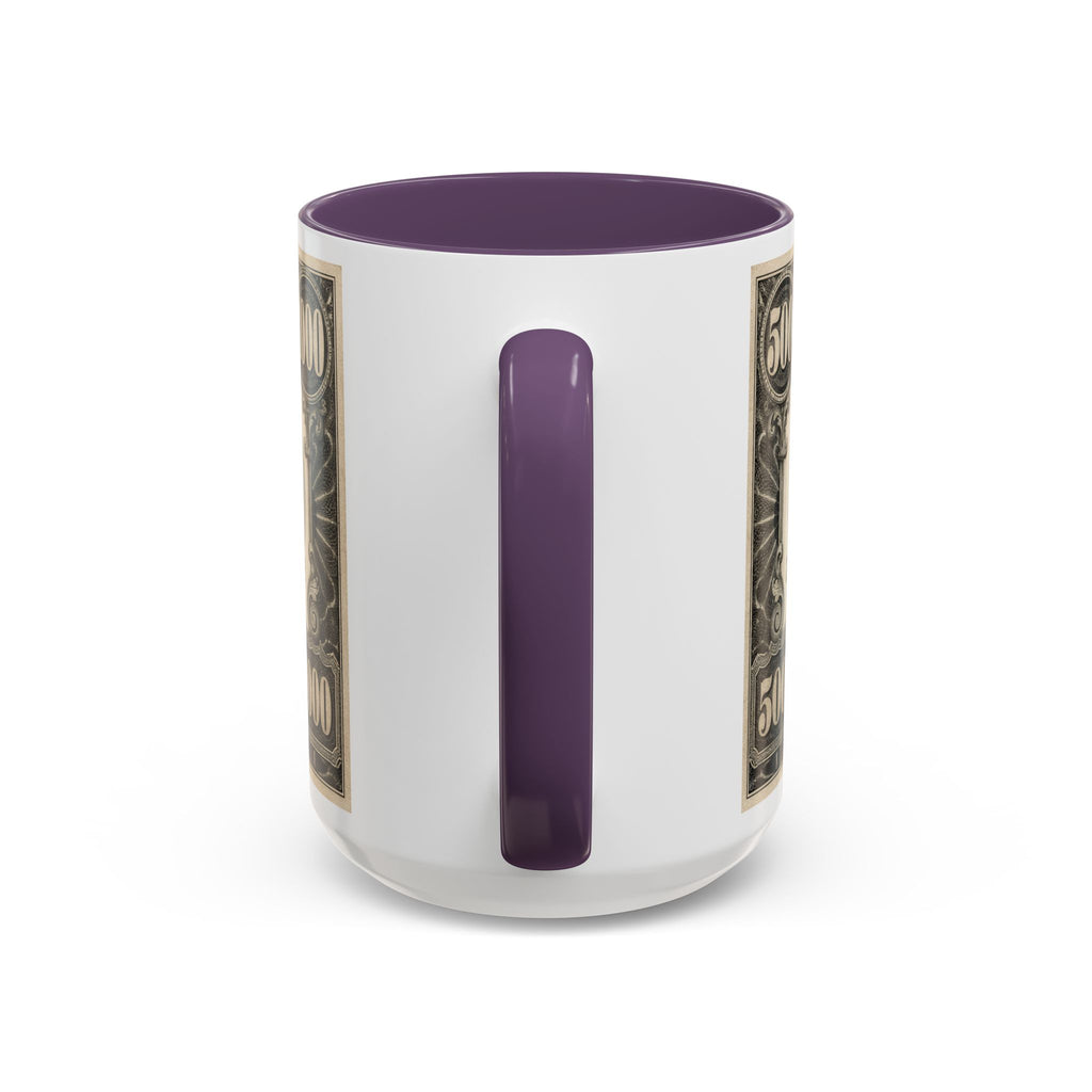 Money Print Coffee Mug — Vintage 1000 & 500 Note Accent Mug