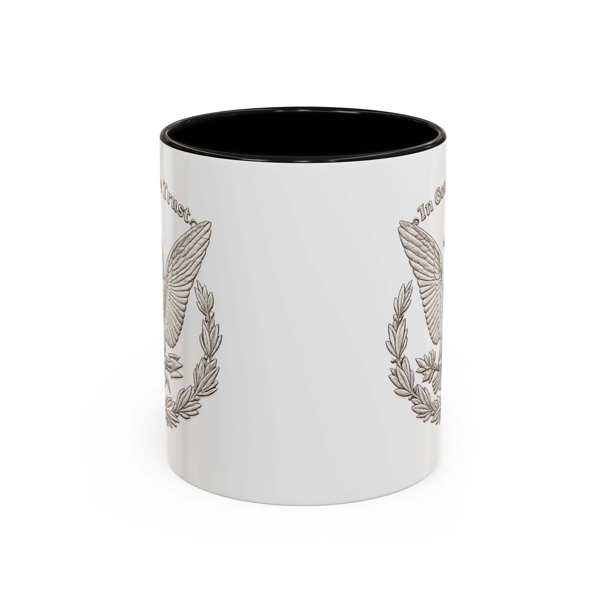 Eagle Emblem Coffee Mug — "In God We Trust" Accent Ceramic Mug (11/15oz)