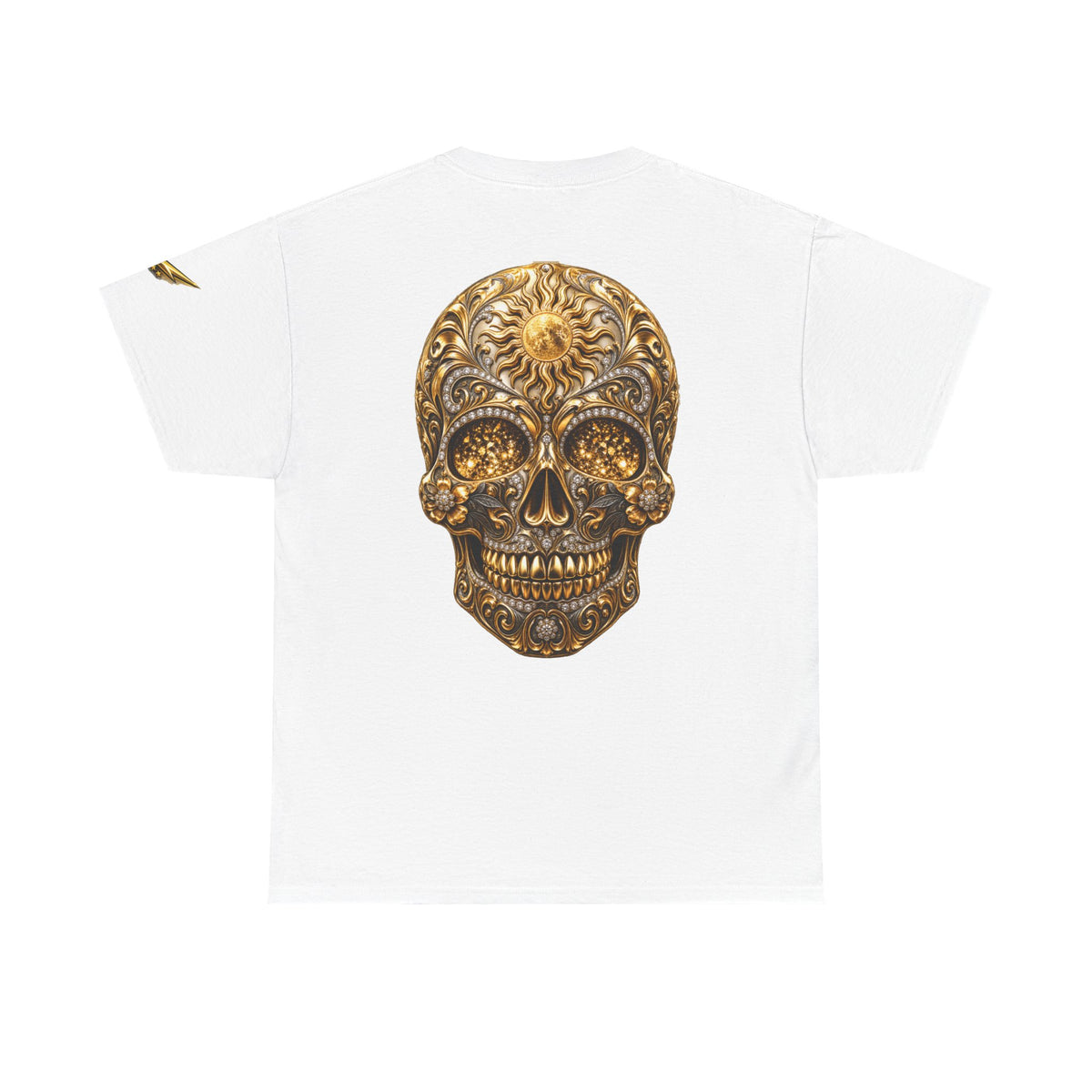 Sugar Skull T-Shirt — Gold Ornate Day of the Dead Skull Tee
