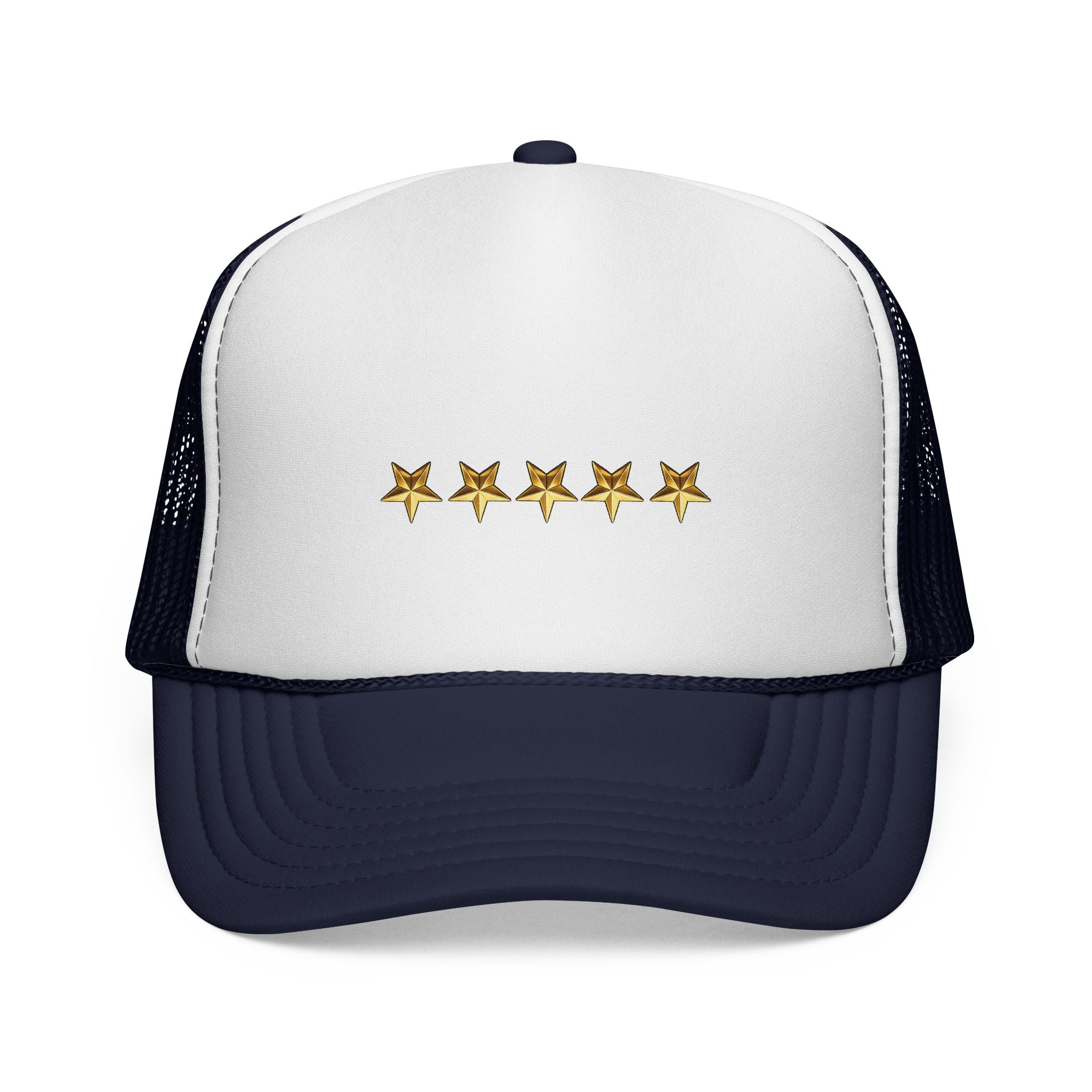 Five Gold Stars Trucker Cap — Embroidered Rating Hat