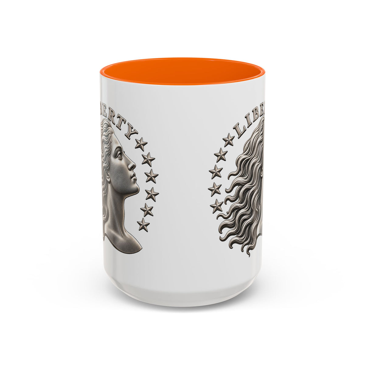 Liberty Coin Accent Coffee Mug — Vintage Lady Head Design (11/15 oz)