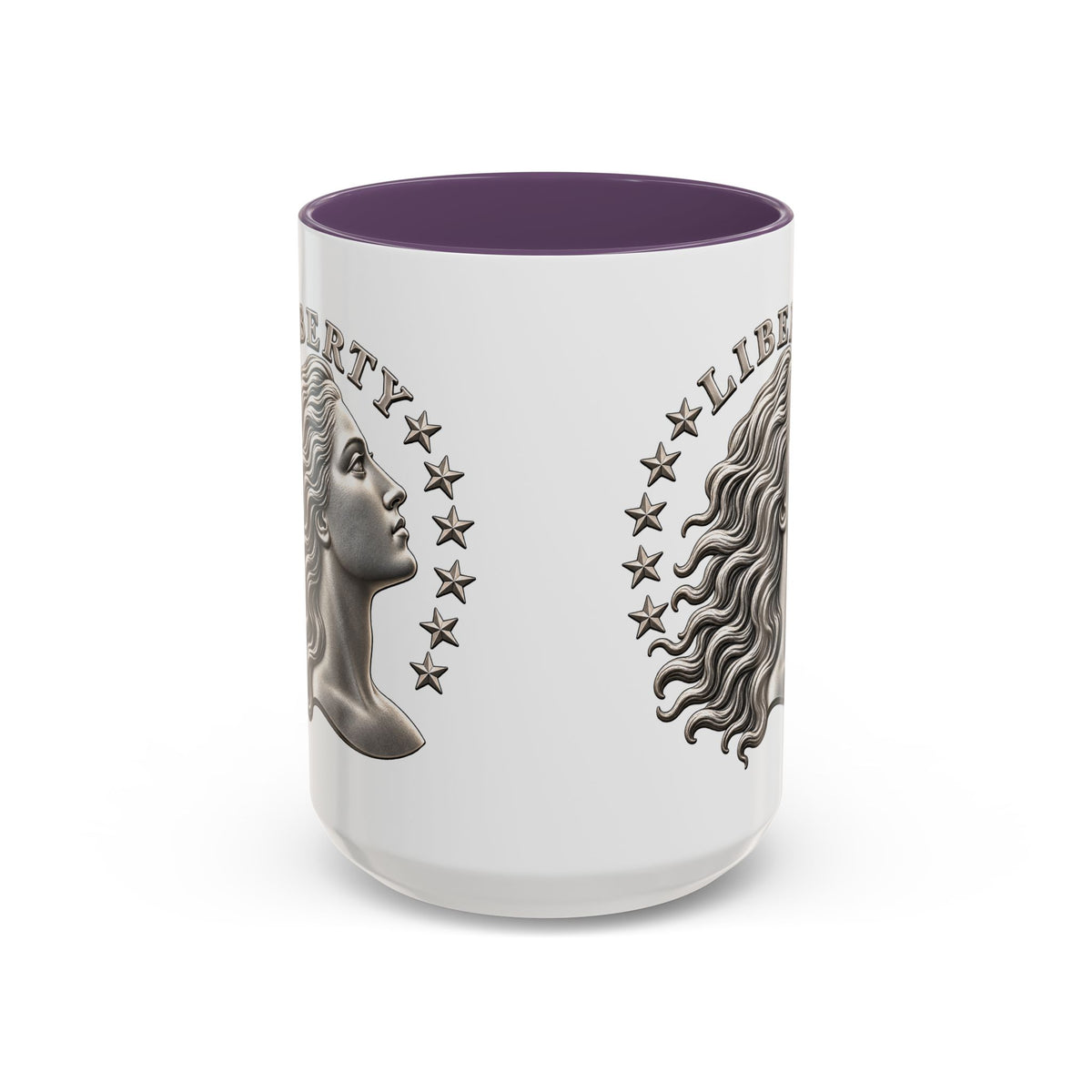 Liberty Coin Accent Coffee Mug — Vintage Lady Head Design (11/15 oz)