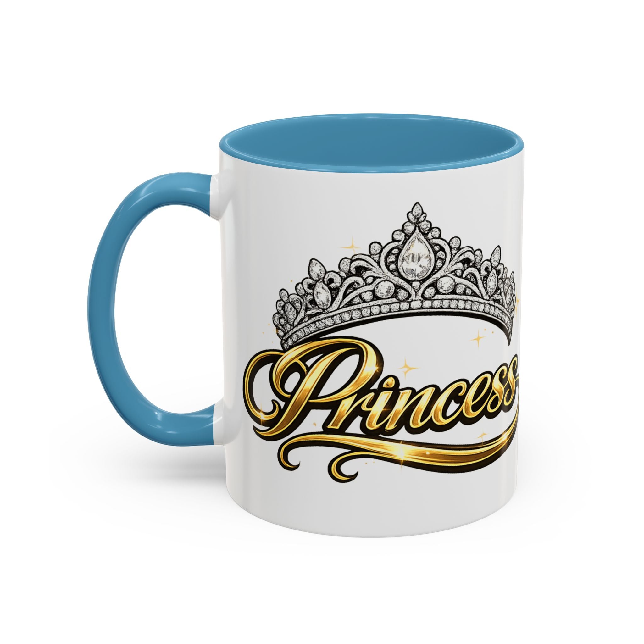Princess Crown Accent Coffee Mug — Gold Script 11/15oz