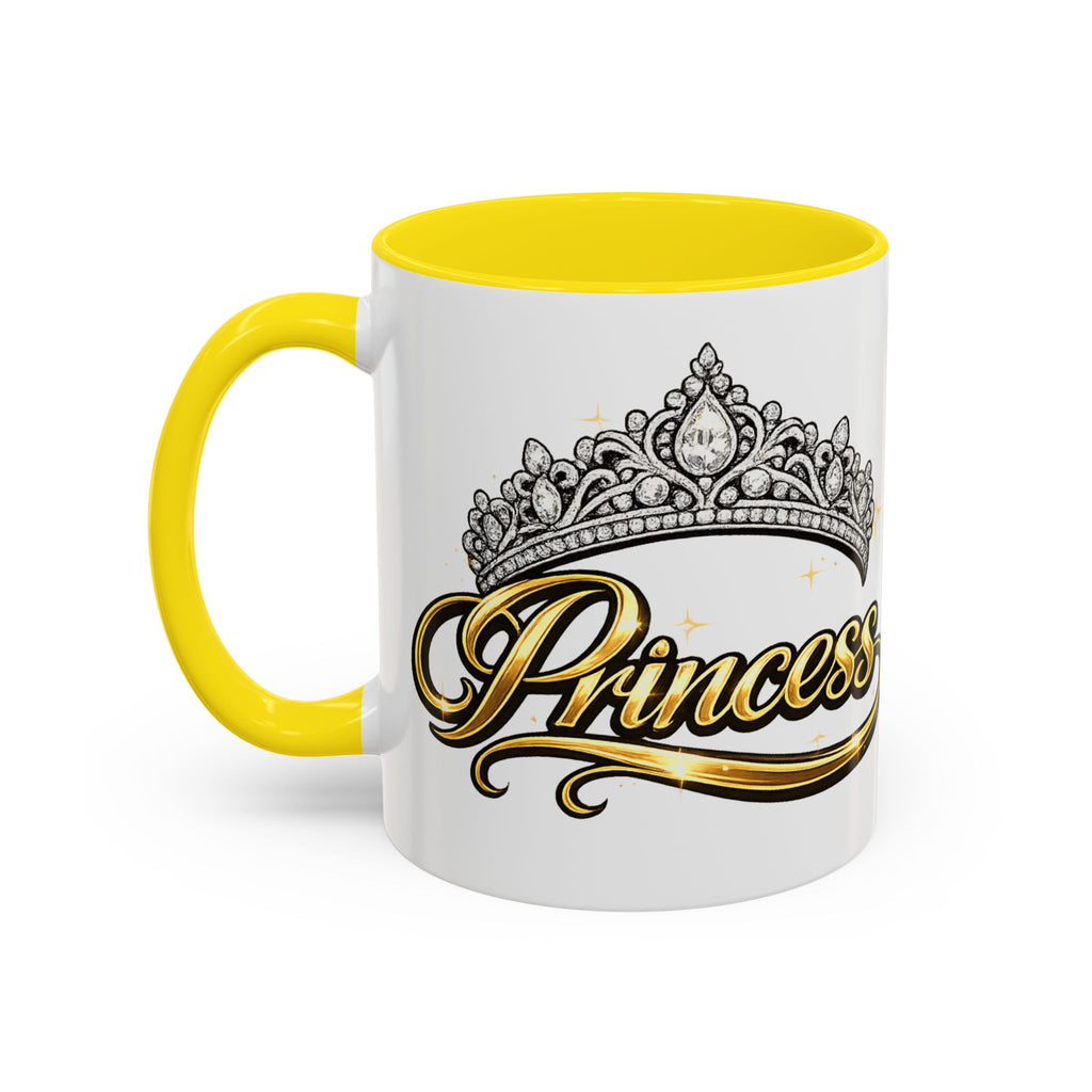 Princess Crown Accent Coffee Mug — Gold Script 11/15oz