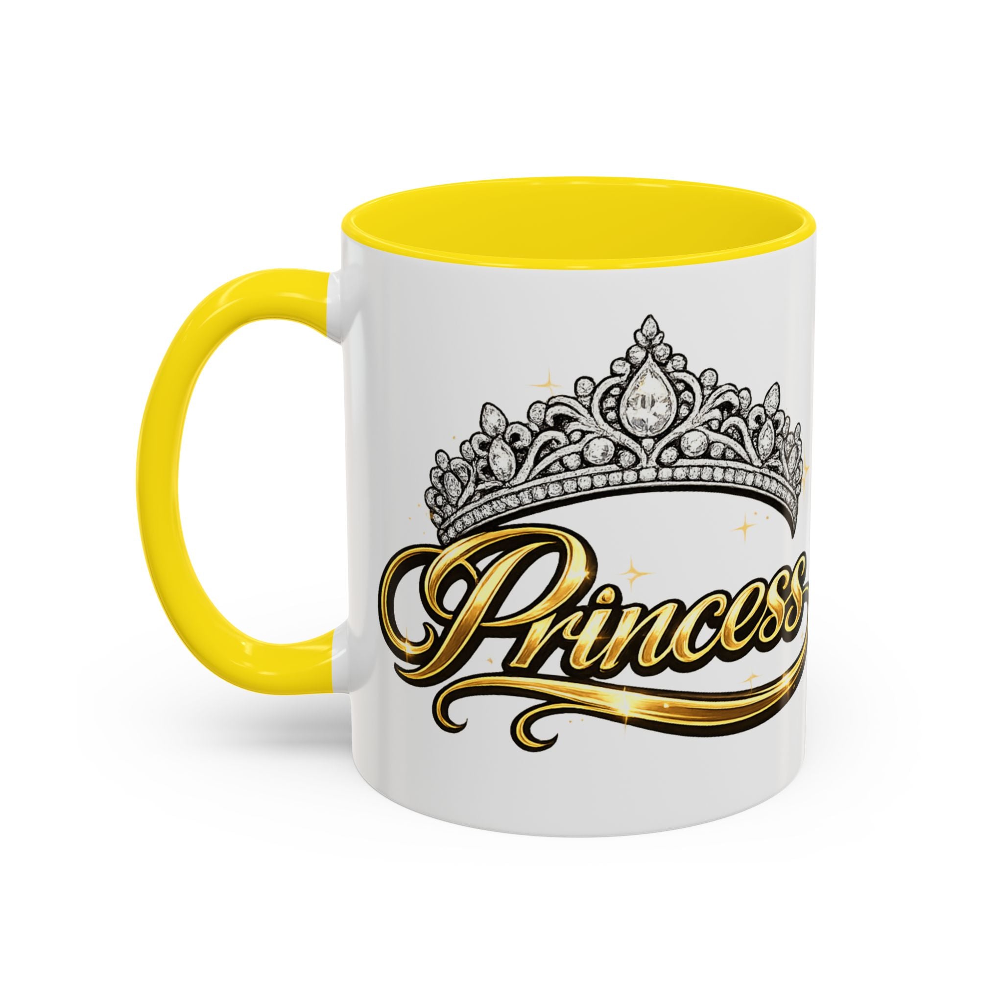 Princess Crown Accent Coffee Mug — Gold Script 11/15oz