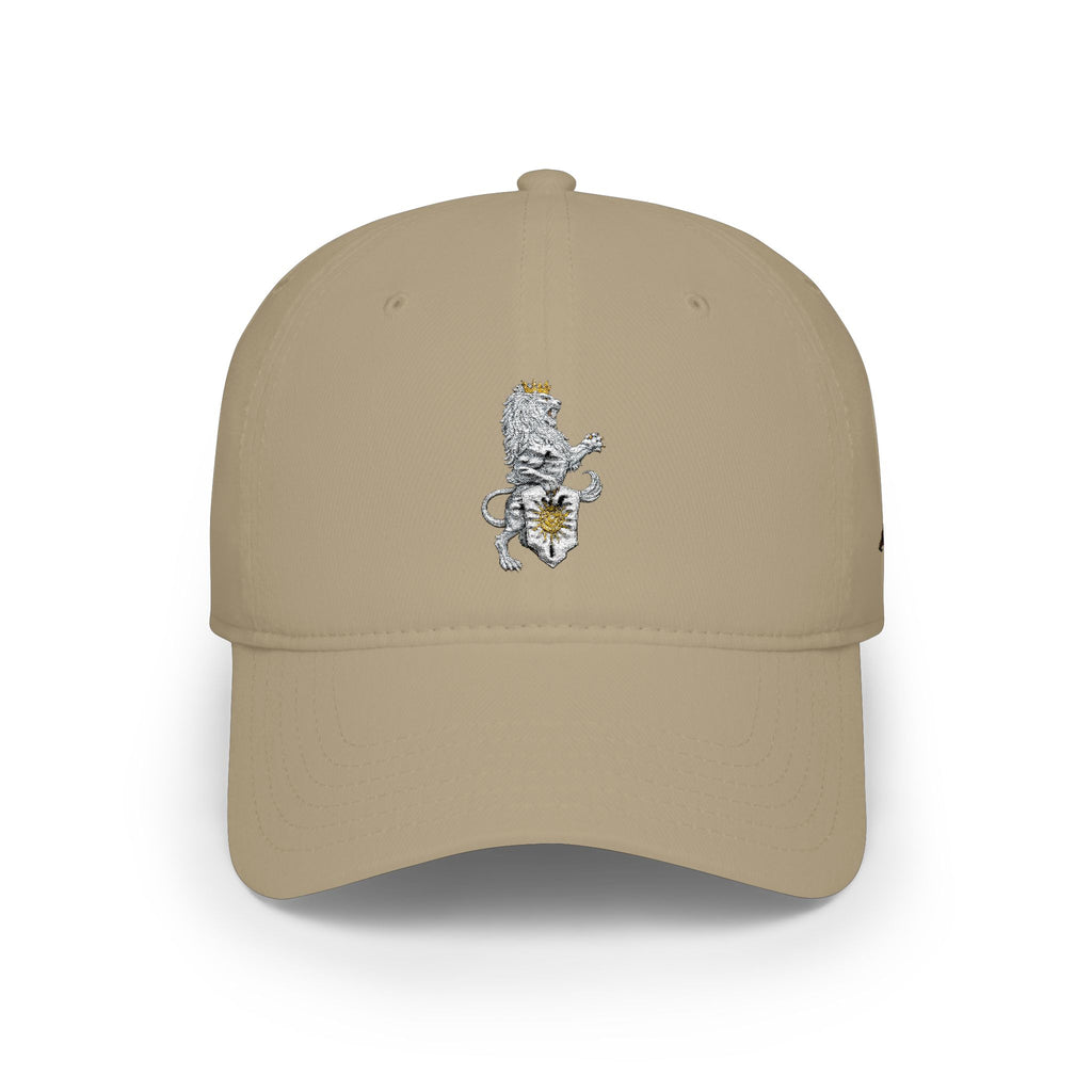 Low-Profile Cap with Embroidered Lion Crest
