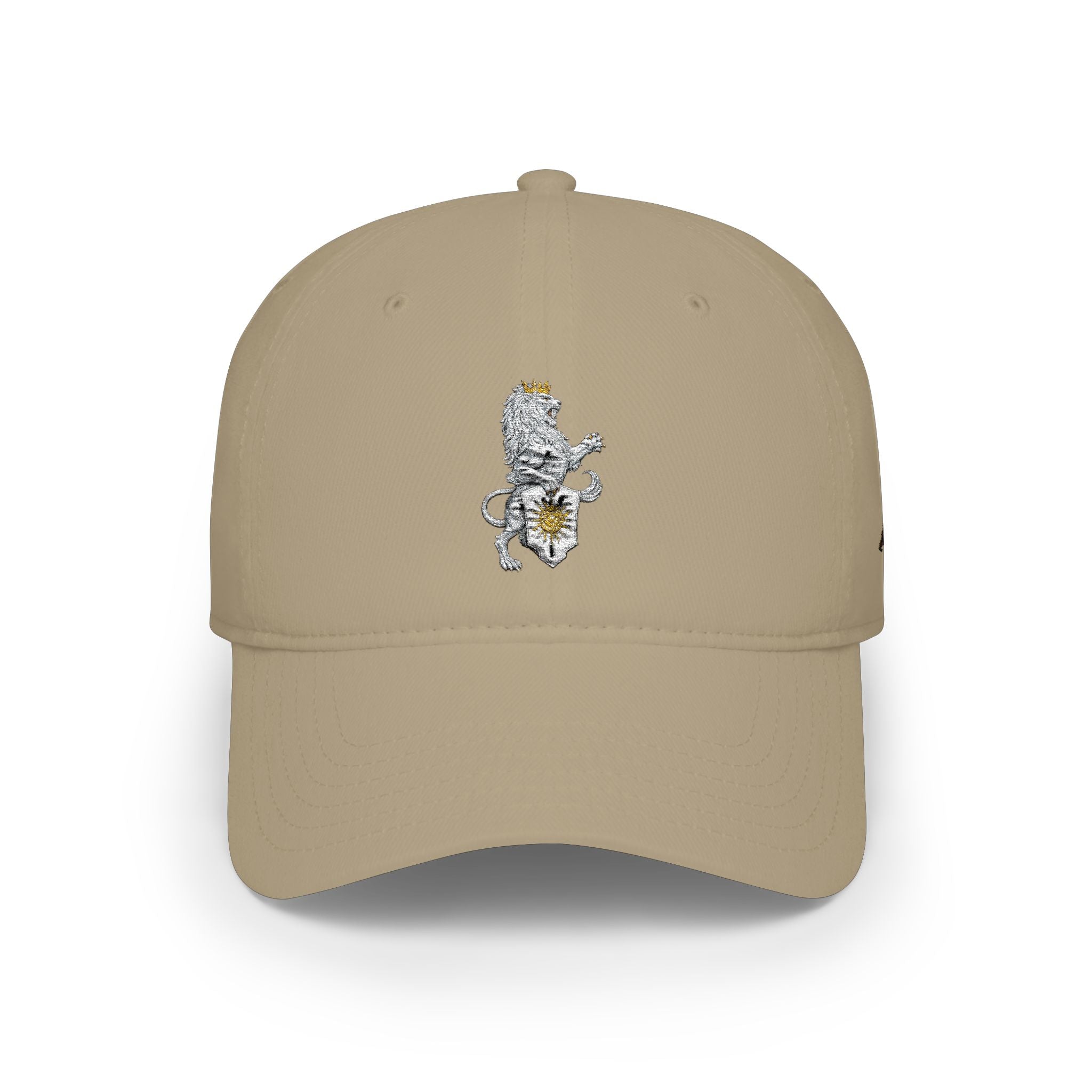 Low-Profile Cap with Embroidered Lion Crest