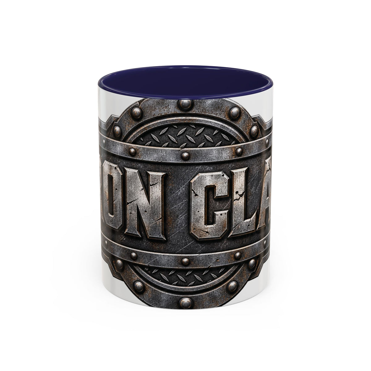 Metal Shield Coffee Mug — 'Iron Clad' Rustic Industrial Accent Mug