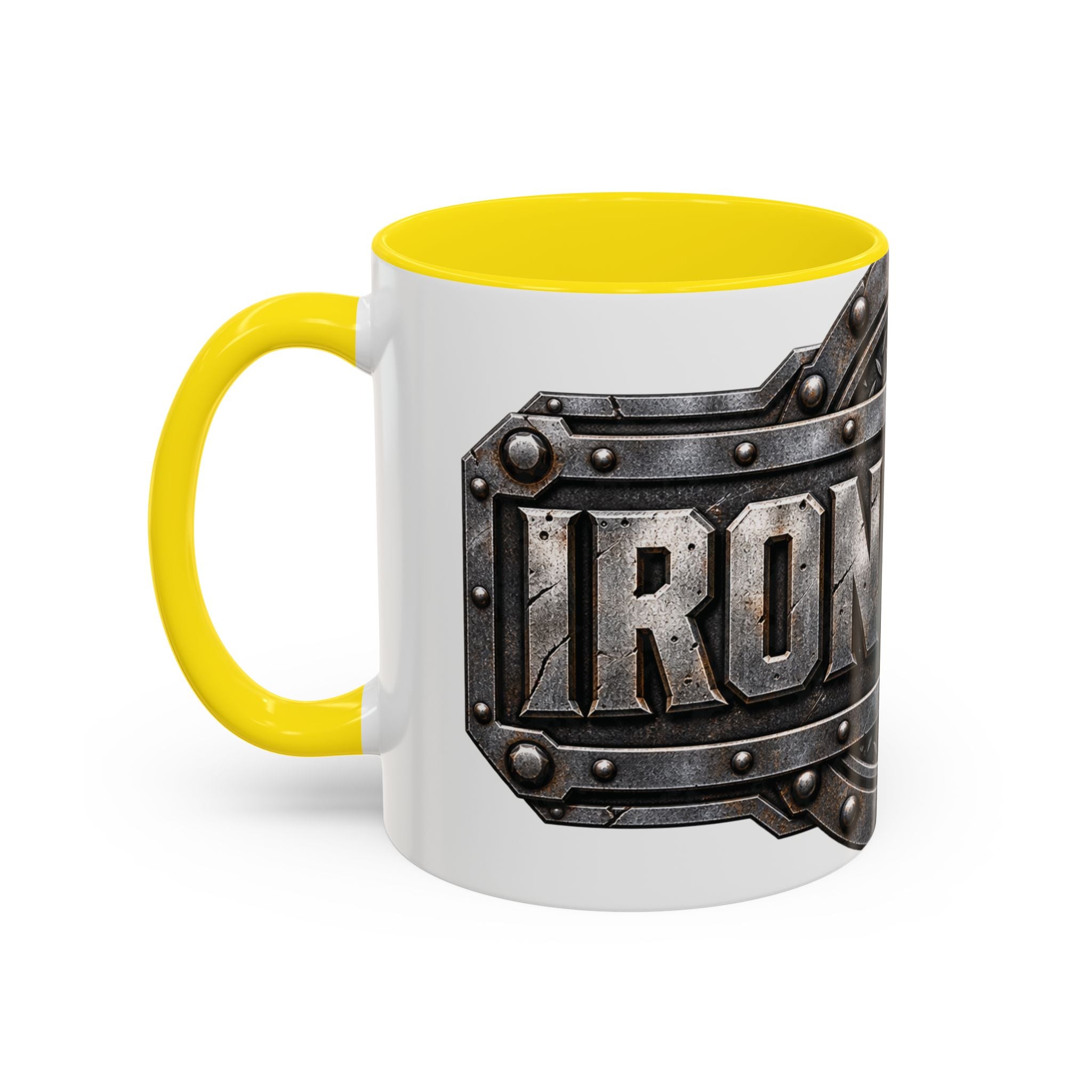 Metal Shield Coffee Mug — 'Iron Clad' Rustic Industrial Accent Mug