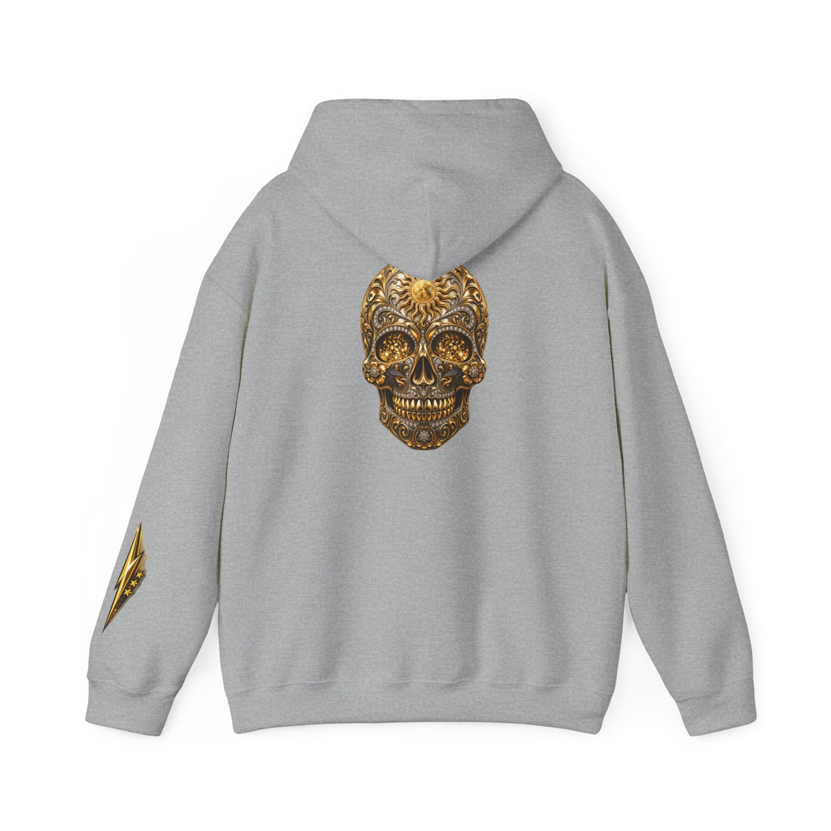 Gold Ornamental Skull Hoodie — Day of the Dead Sugar Skull Pullover