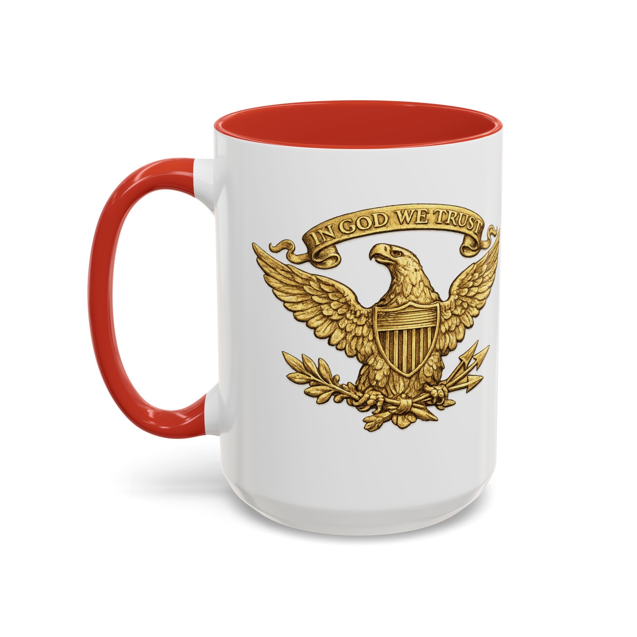Gold Eagle 'In God We Trust' Accent Coffee Mug — Patriotic 11/15oz