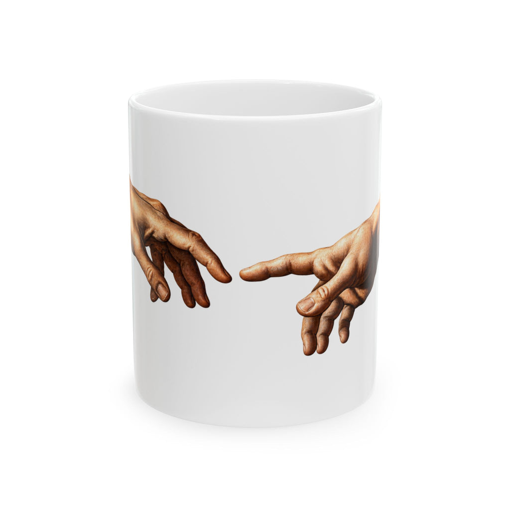 Creation of Adam Ceramic Mug – Renaissance Hands Coffee Cup (11oz & 15oz)