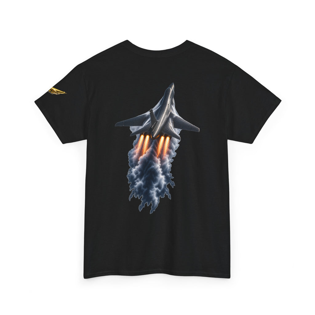 Jet Fighter Backprint Tee — Rocket Afterburner Aviation Graphic Shirt