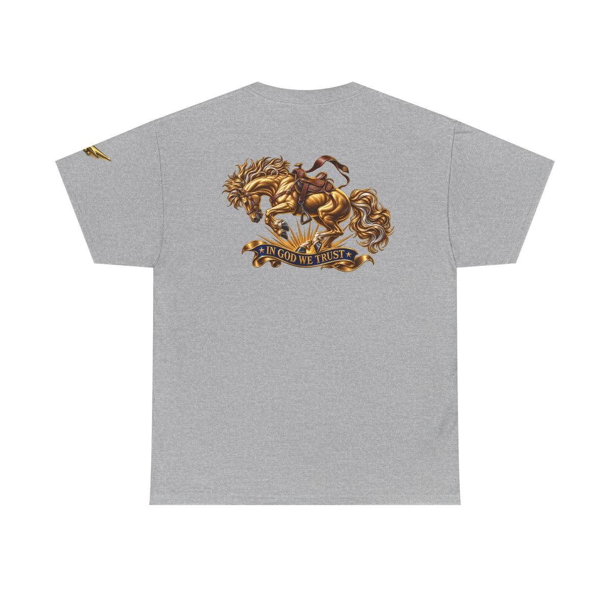 T-Shirt — Golden Horse "In God We Trust" Back Graphic
