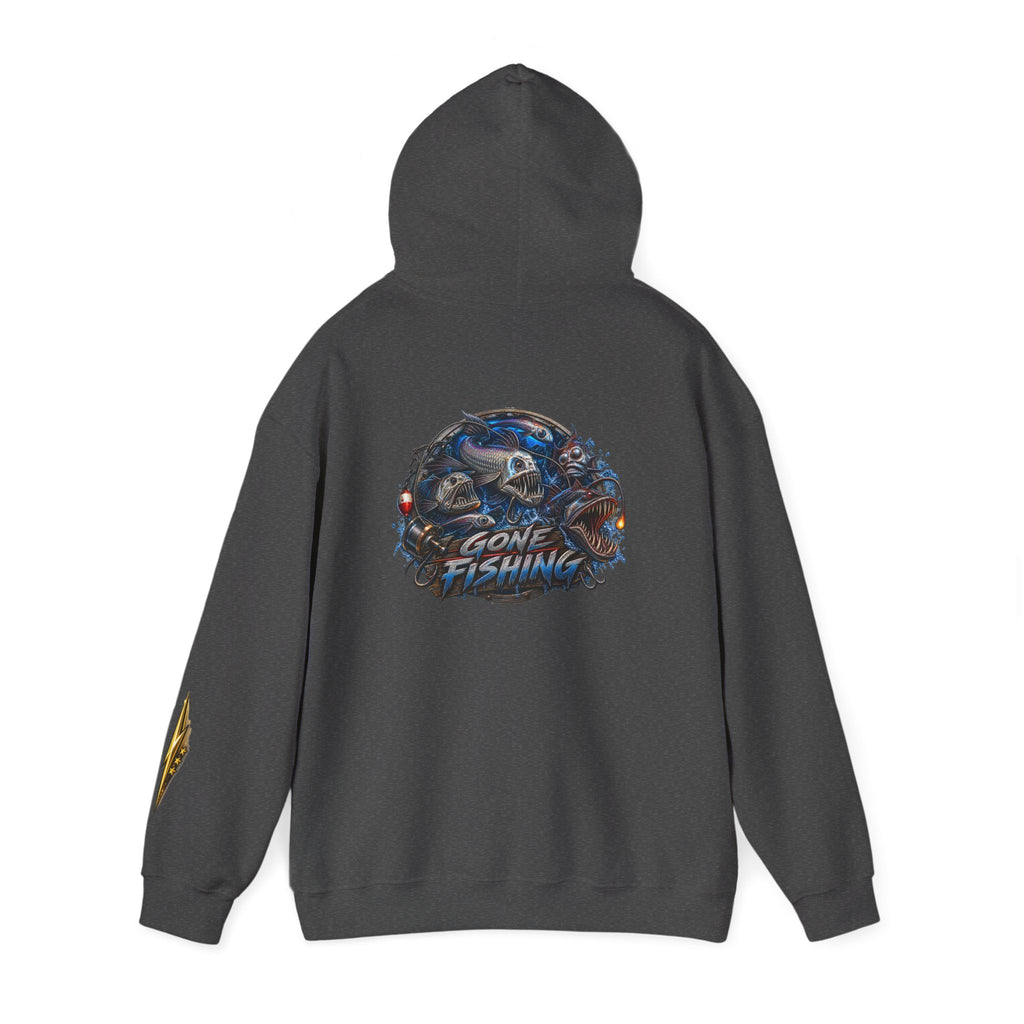 Fishing Skull Hoodie — "Gone Fishing" Graphic Pullover for Anglers