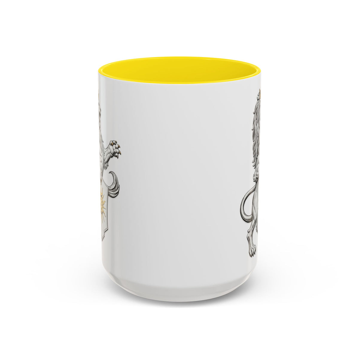 Royal Lion Crest Coffee Mug — Heraldic Crowned Lion Design (11/15oz)