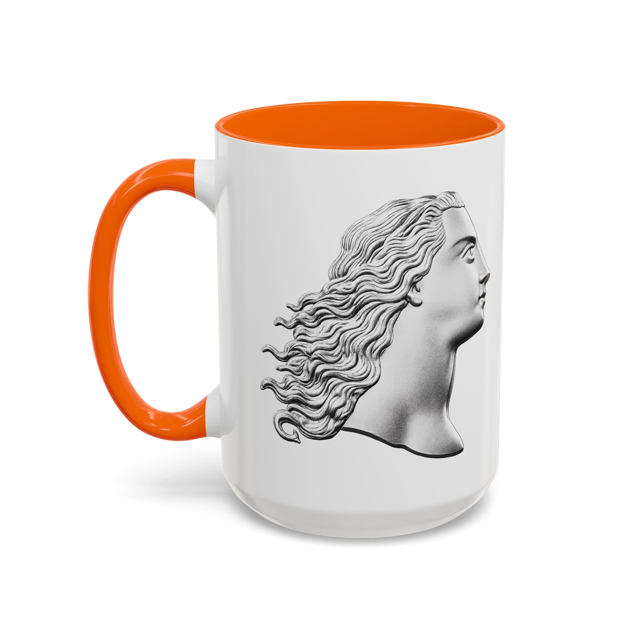 Classical Profile Accent Coffee Mug — Greek Goddess Bust Design (11/15oz)