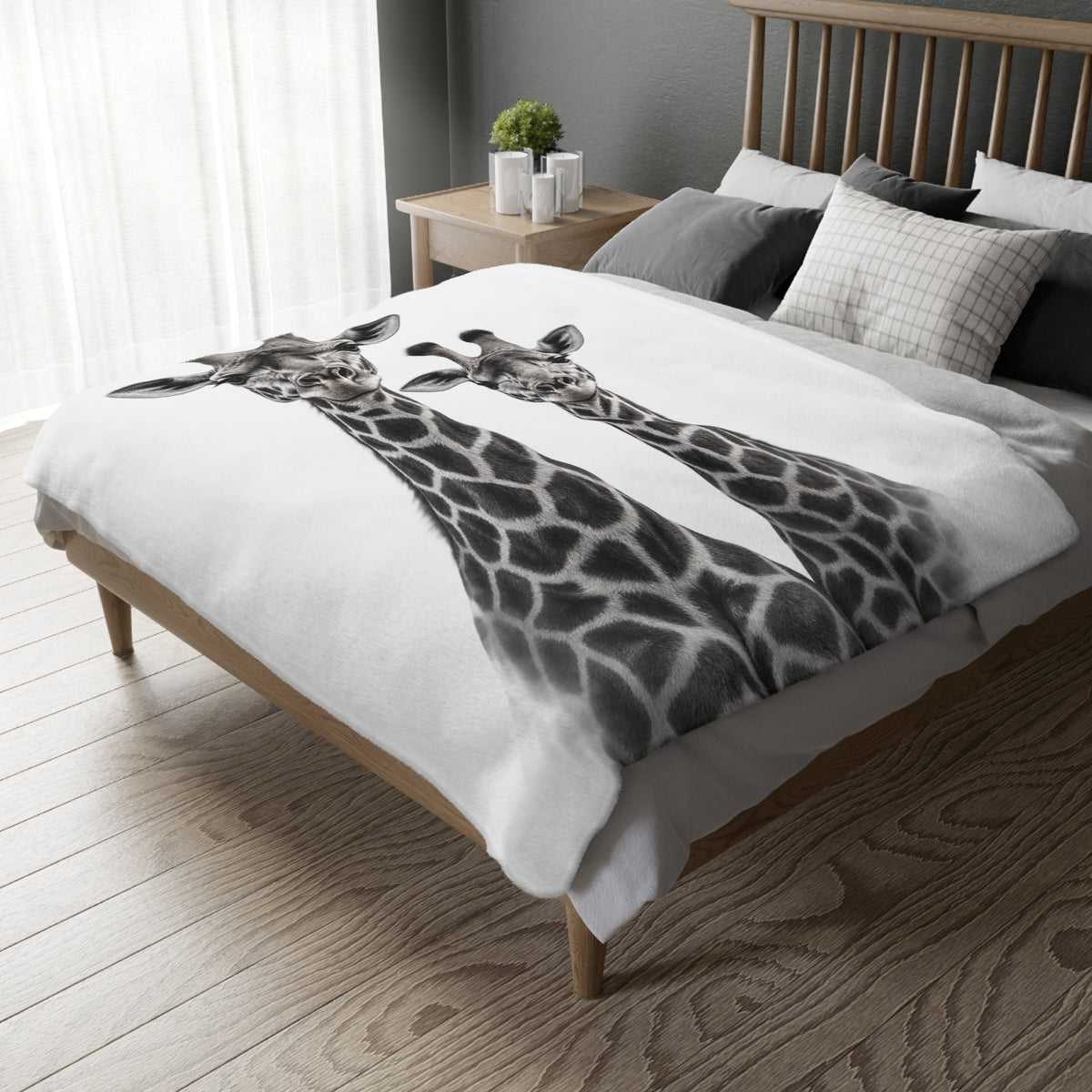 Giraffe Pair Velveteen Blanket — Soft Microfiber Throw for Nursery & Wildlife Lovers