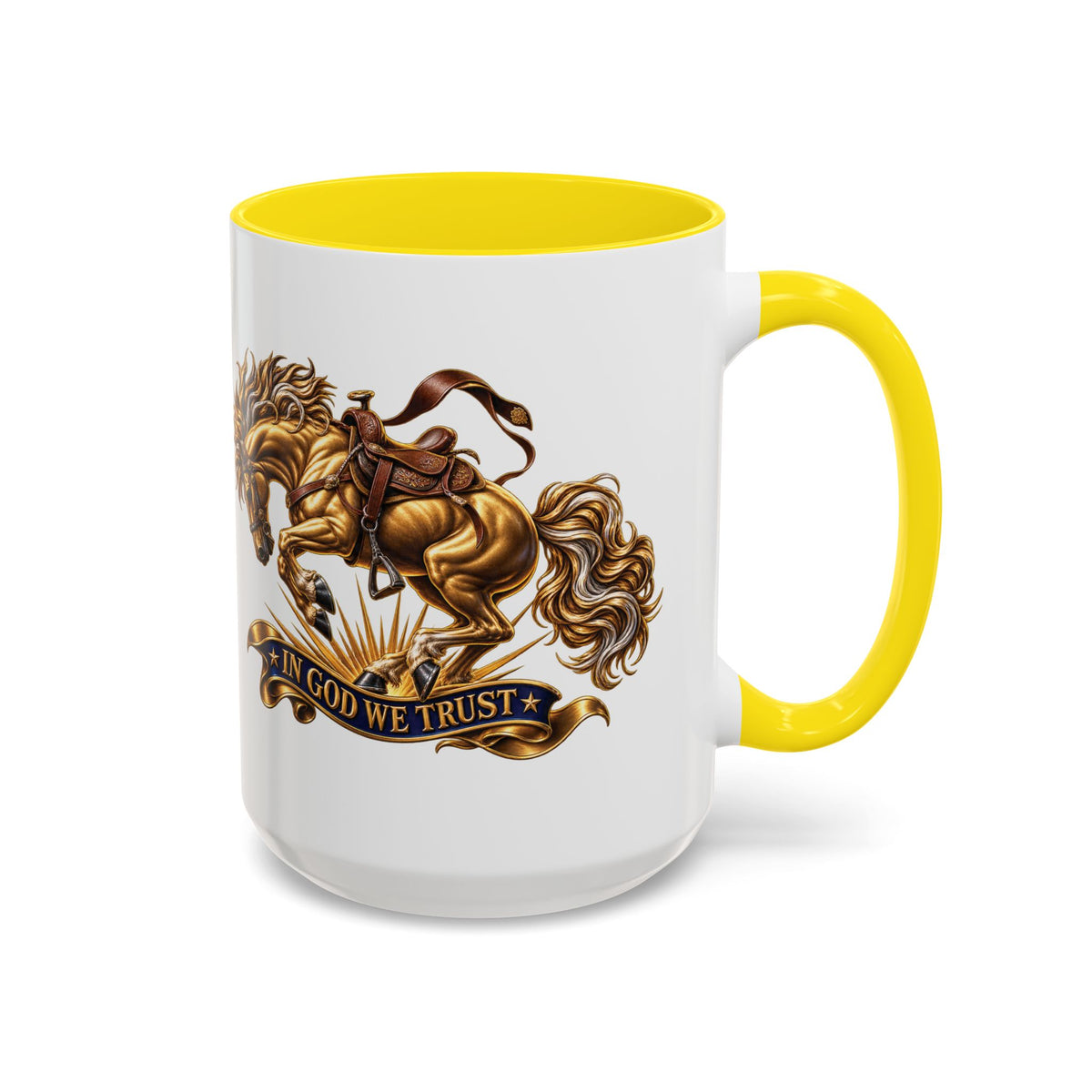 In God We Trust Golden Horse Accent Coffee Mug