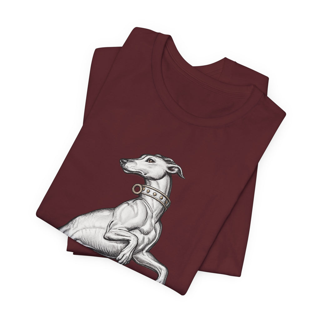 Greyhound Illustration T‑Shirt — Elegant Whippet Dog Art Tee