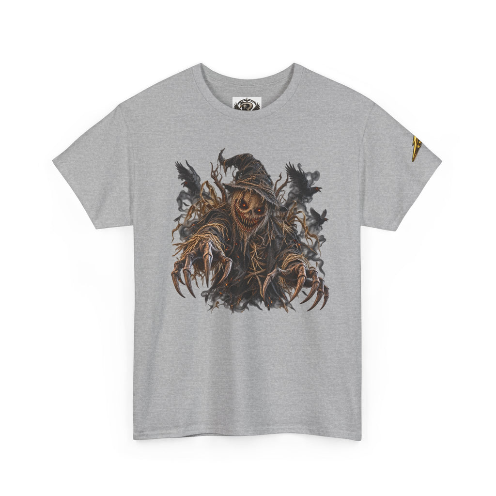 Scarecrow Reaper Graphic Tee — Spooky Halloween Horror Shirt