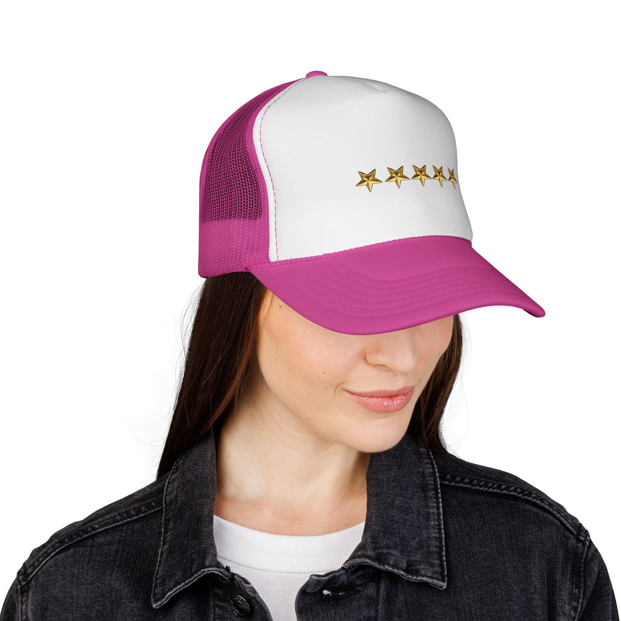 Five Gold Stars Trucker Cap — Embroidered Rating Hat