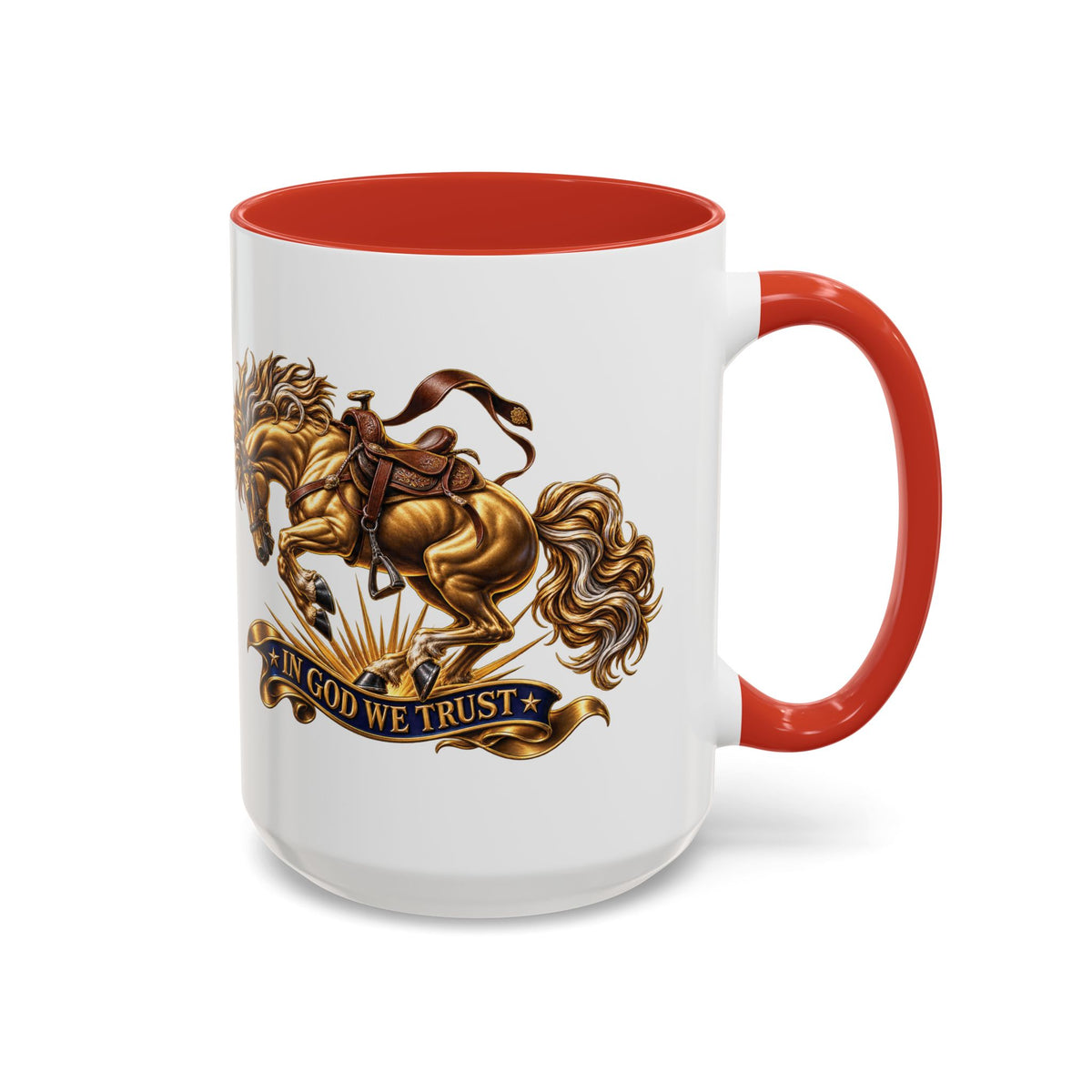 In God We Trust Golden Horse Accent Coffee Mug
