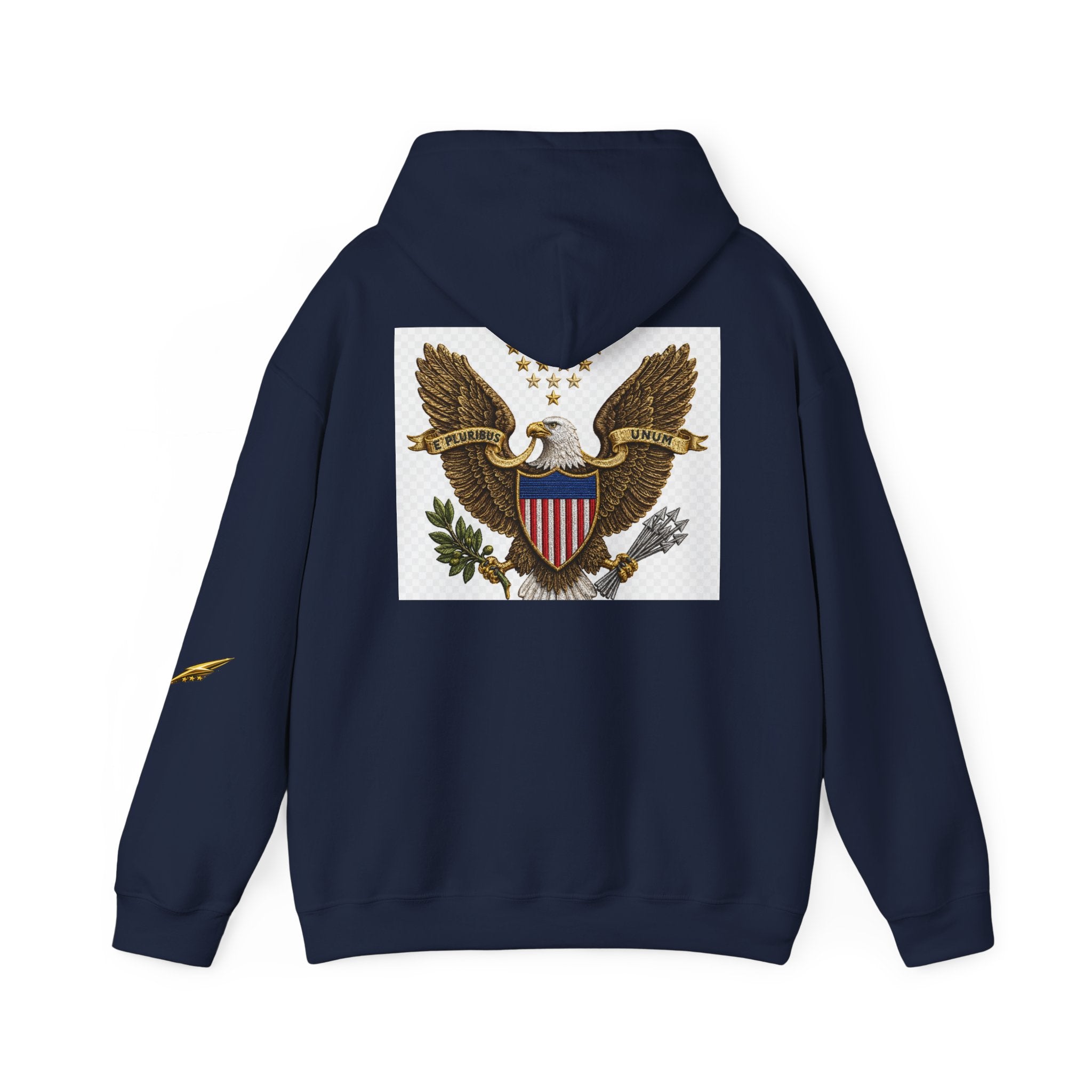 Eagle Emblem Hoodie — Vintage American Shield Graphic Hooded Sweatshirt