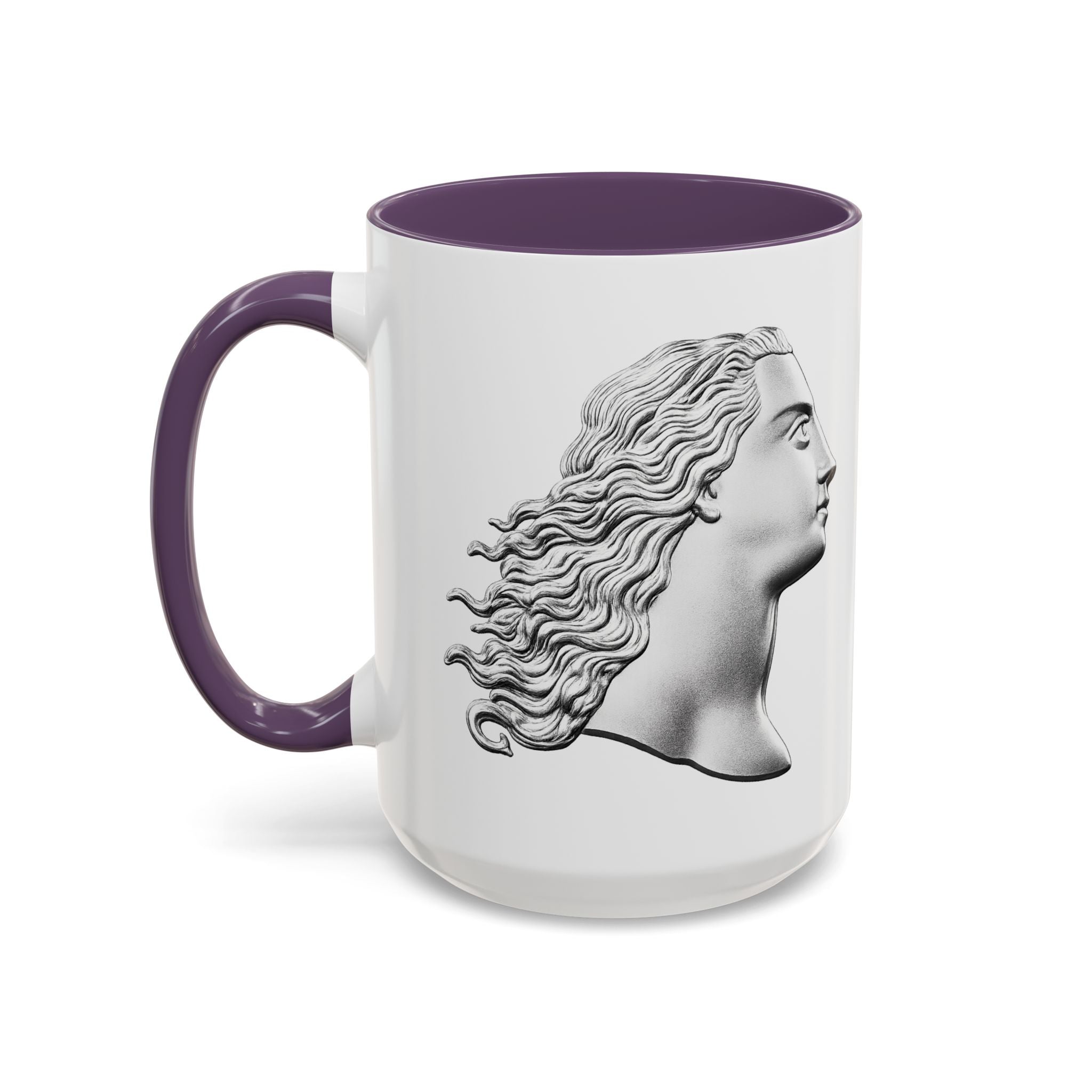 Classical Profile Accent Coffee Mug — Greek Goddess Bust Design (11/15oz)