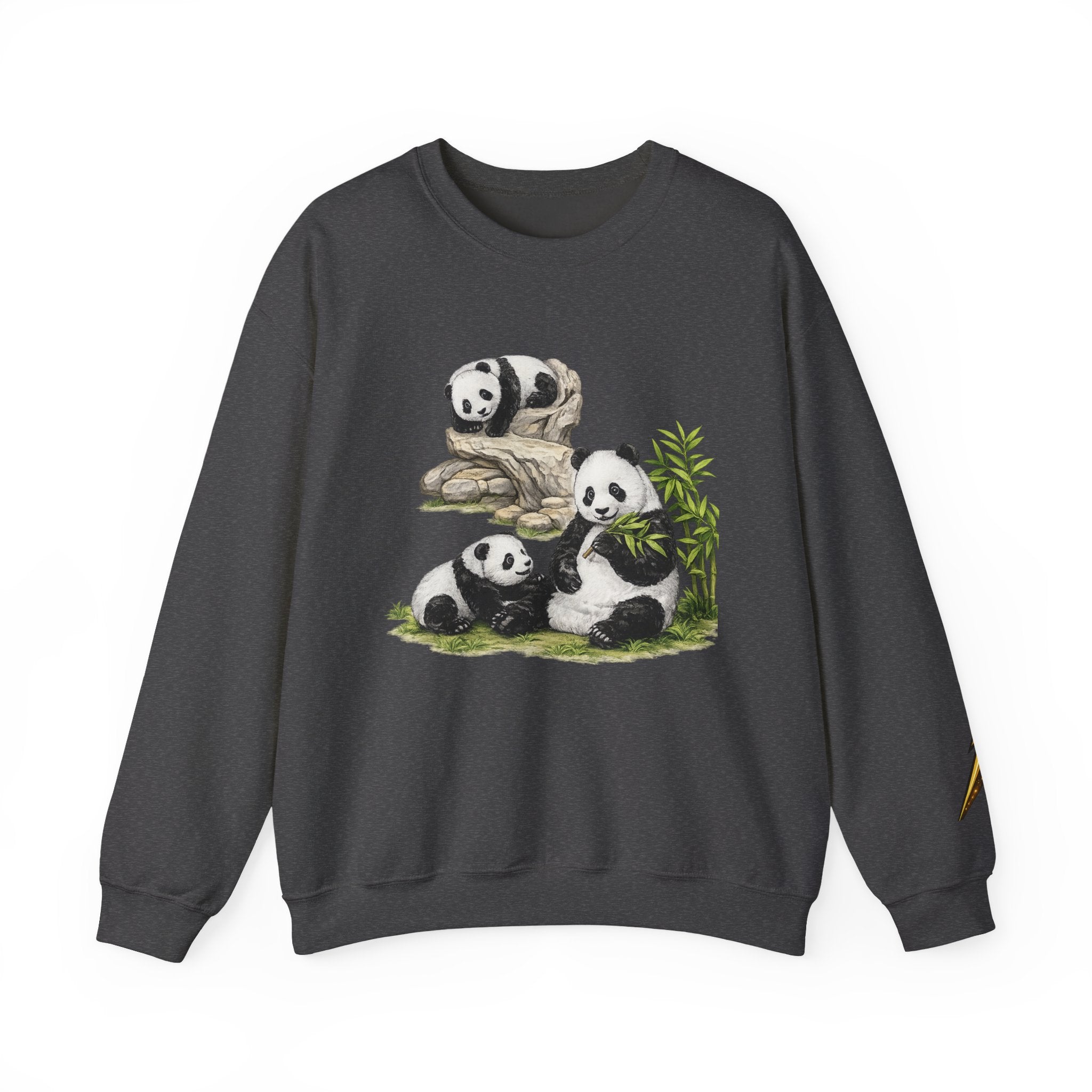 Panda Family Crewneck Sweatshirt — Cute Bamboo Bears Graphic