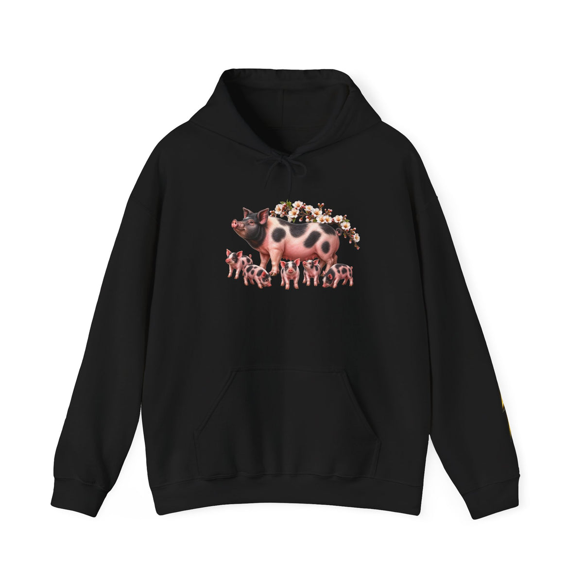 Pig Family Hoodie — Whimsical Mother Pig & Piglets Graphic Sweatshirt