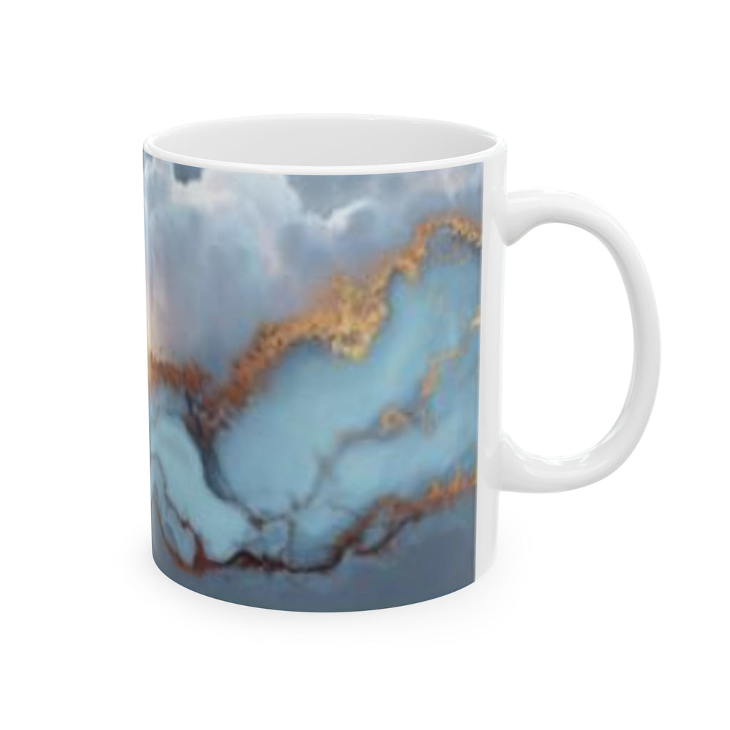 Blue Marble Ceramic Mug — Gold Vein Agate Design (11oz, 15oz)