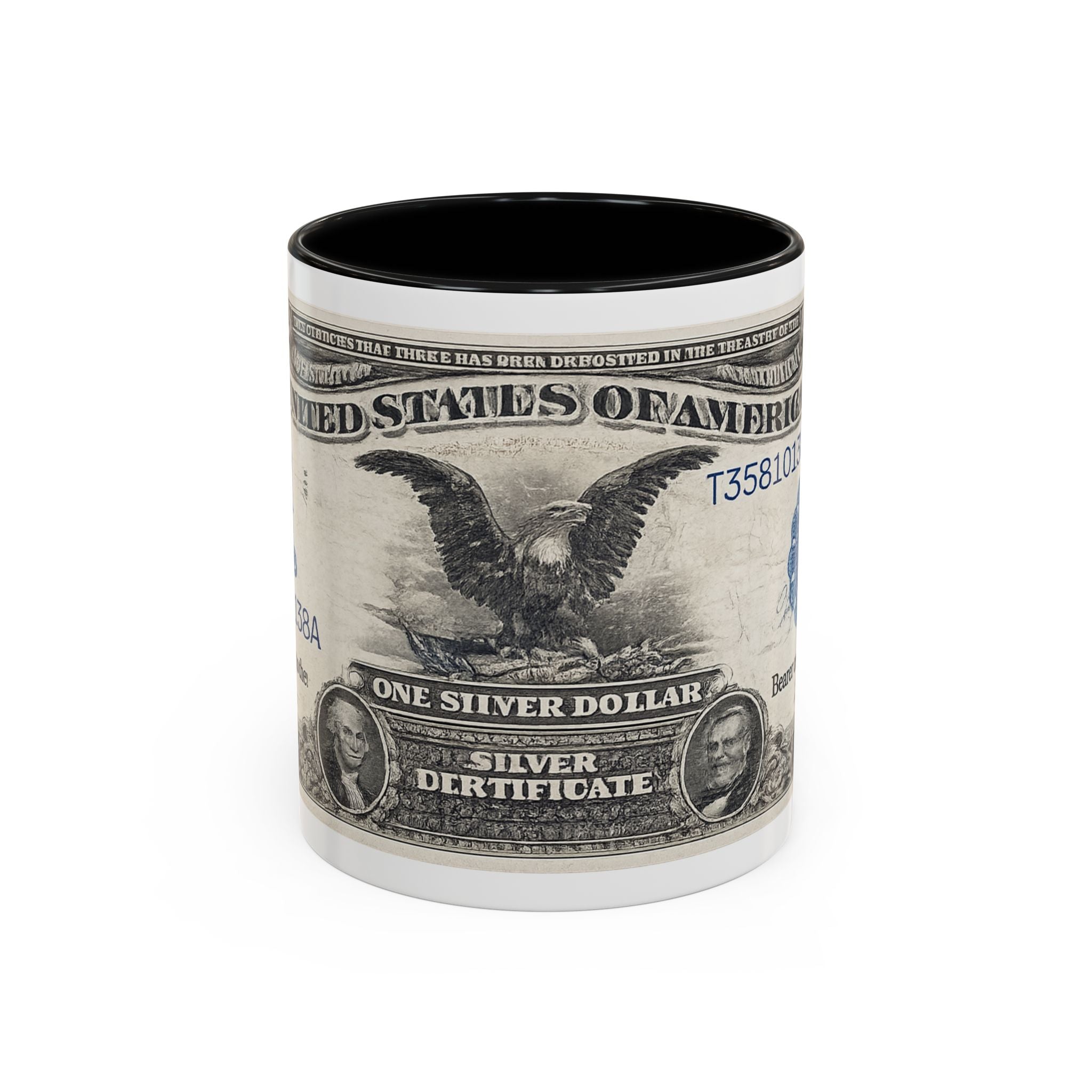 Dollar Bill Accent Coffee Mug — Vintage US Currency Design (11/15oz)
