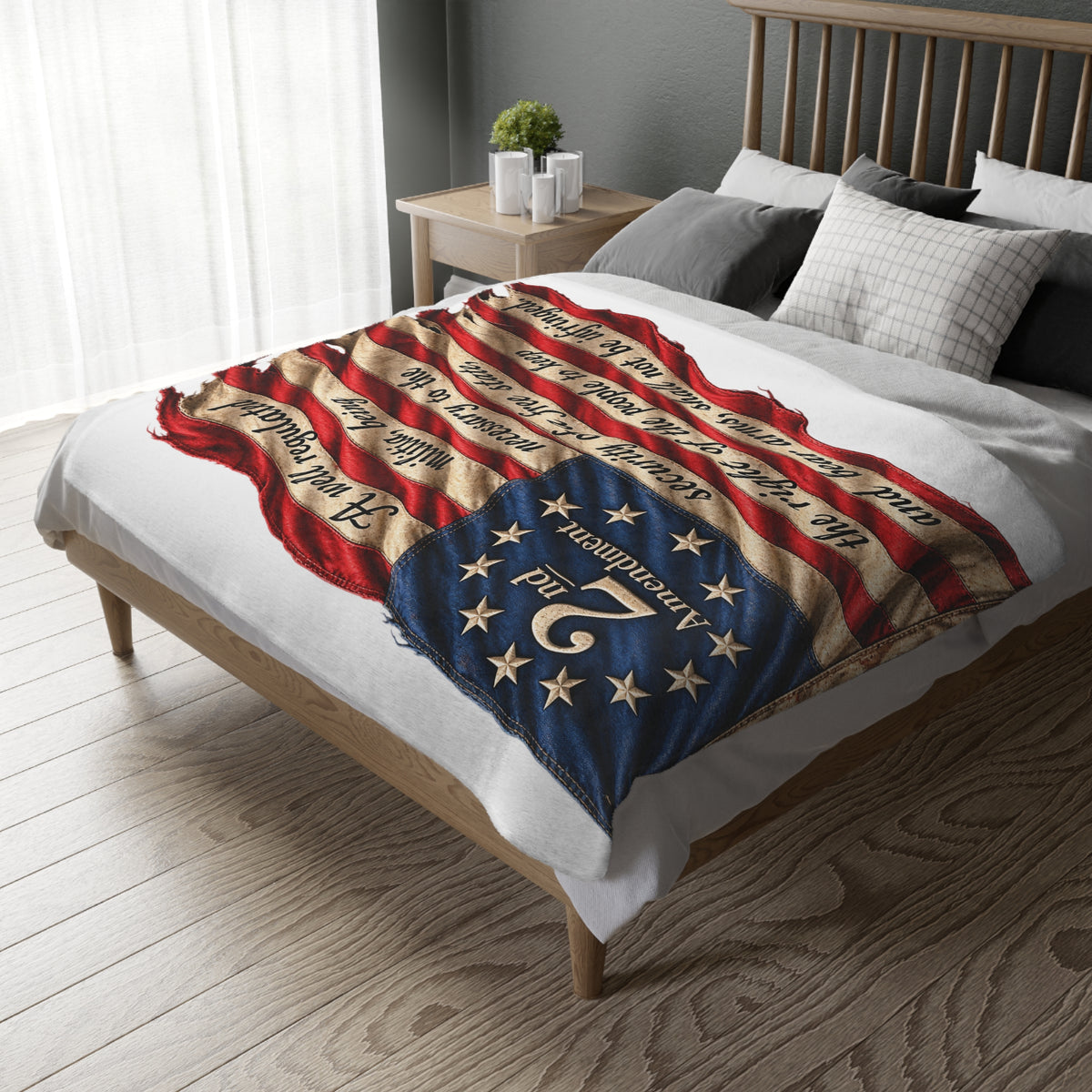 2nd Amendment American Flag Velveteen Blanket