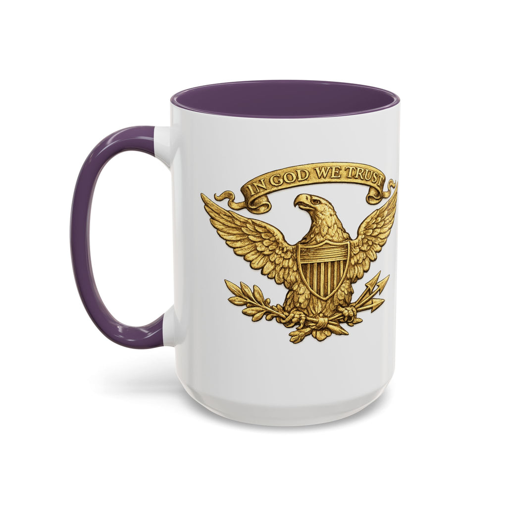 Gold Eagle 'In God We Trust' Accent Coffee Mug — Patriotic 11/15oz