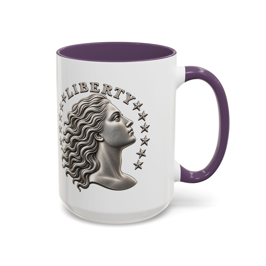 Liberty Coin Accent Coffee Mug — Vintage Lady Head Design (11/15 oz)