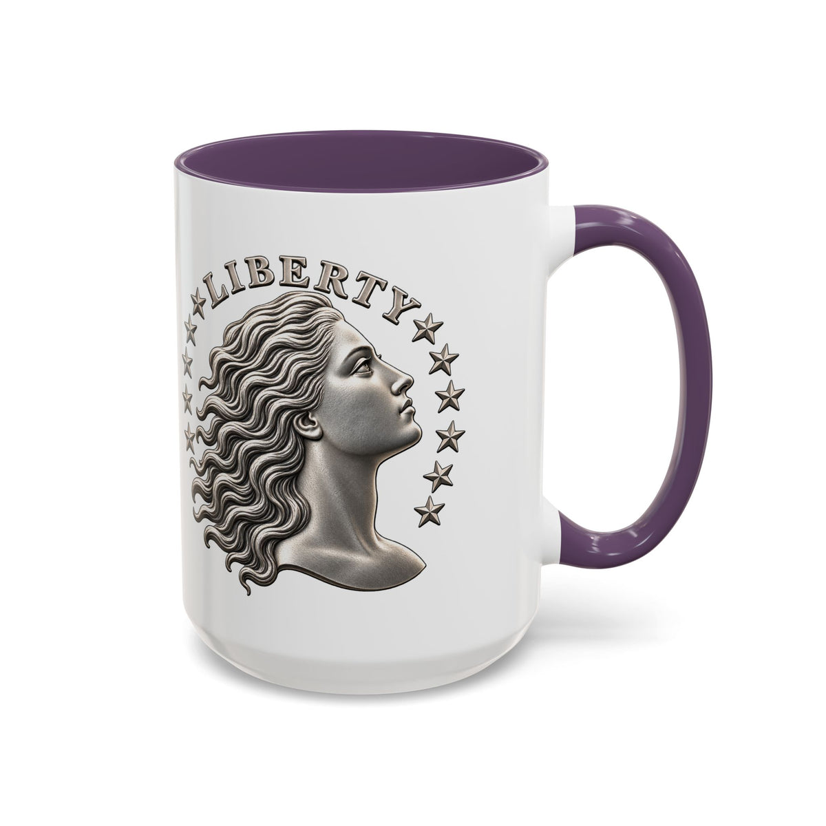 Liberty Coin Accent Coffee Mug — Vintage Lady Head Design (11/15 oz)