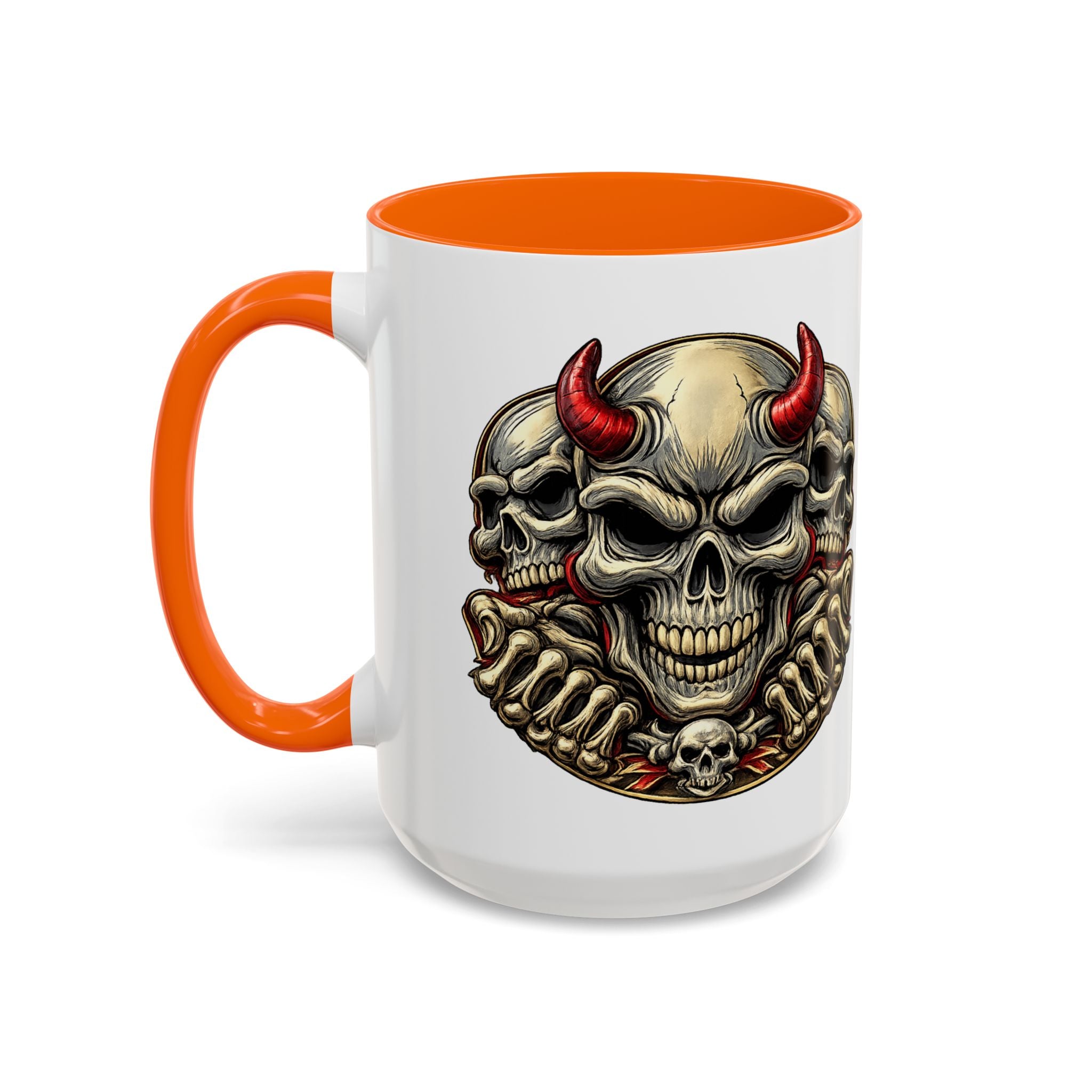 Devil Skull Accent Coffee Mug – Gothic Demon Skull Design (11/15 oz)