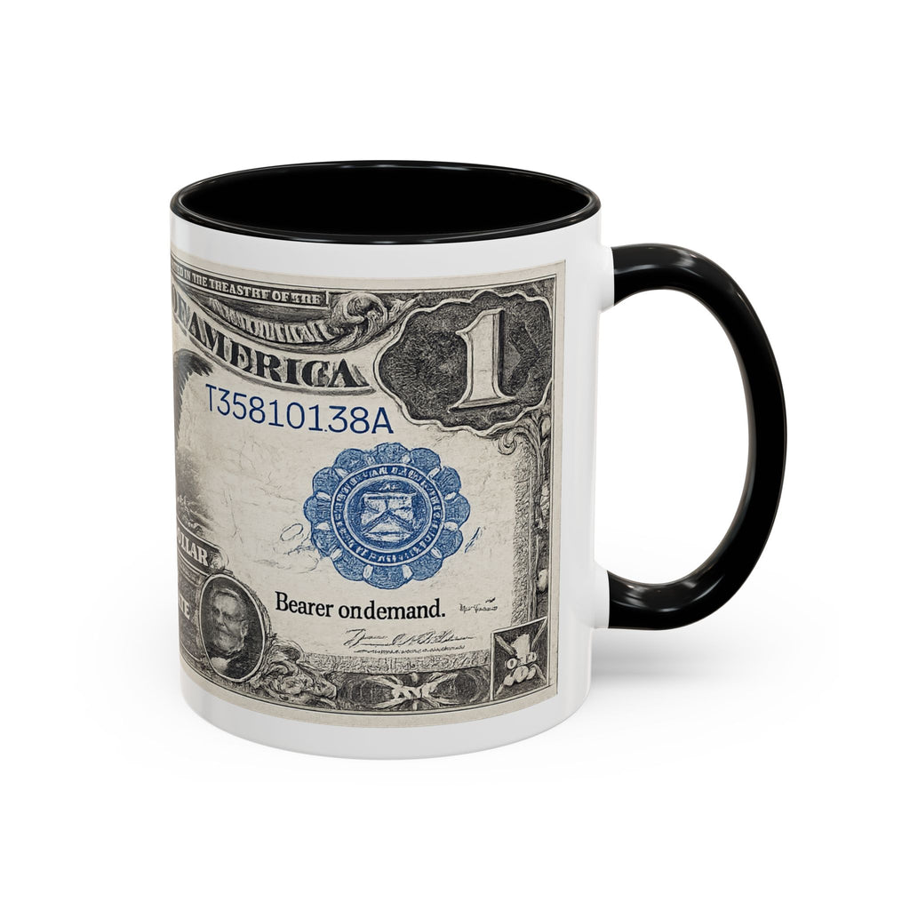 Dollar Bill Accent Coffee Mug — Vintage US Currency Design (11/15oz)