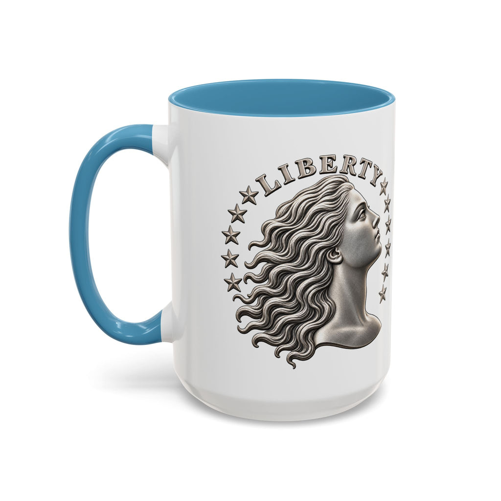 Liberty Coin Accent Coffee Mug — Vintage Lady Head Design (11/15 oz)
