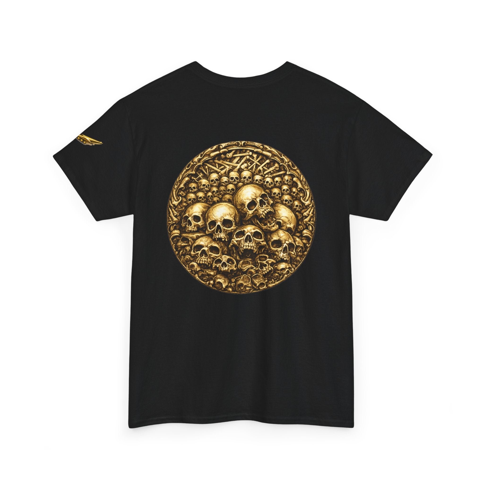 Skull Pile Graphic Tee — Vintage Gold Skull Circle Back Print